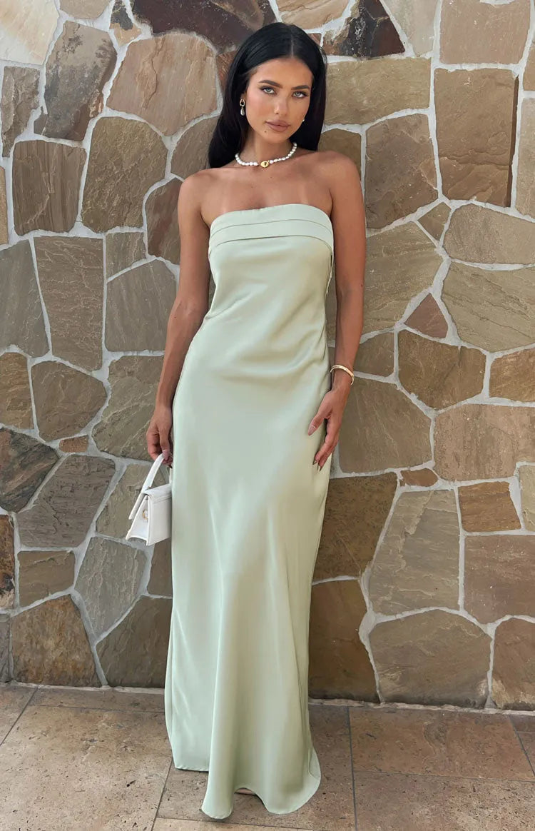 Chic Sheath Strapless Sleeveless Ruched Cutout Back Floor Length Formal Prom Dresses