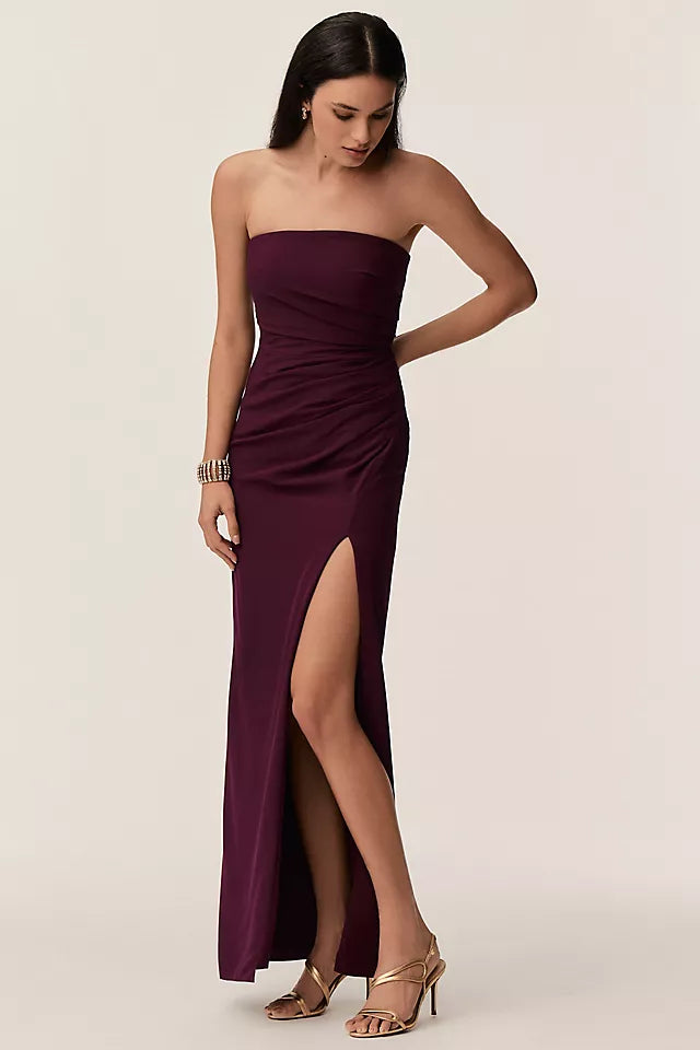 Chic Sheath Strapless Sleeveless Zipper Back Floor-Length Prom Dresses