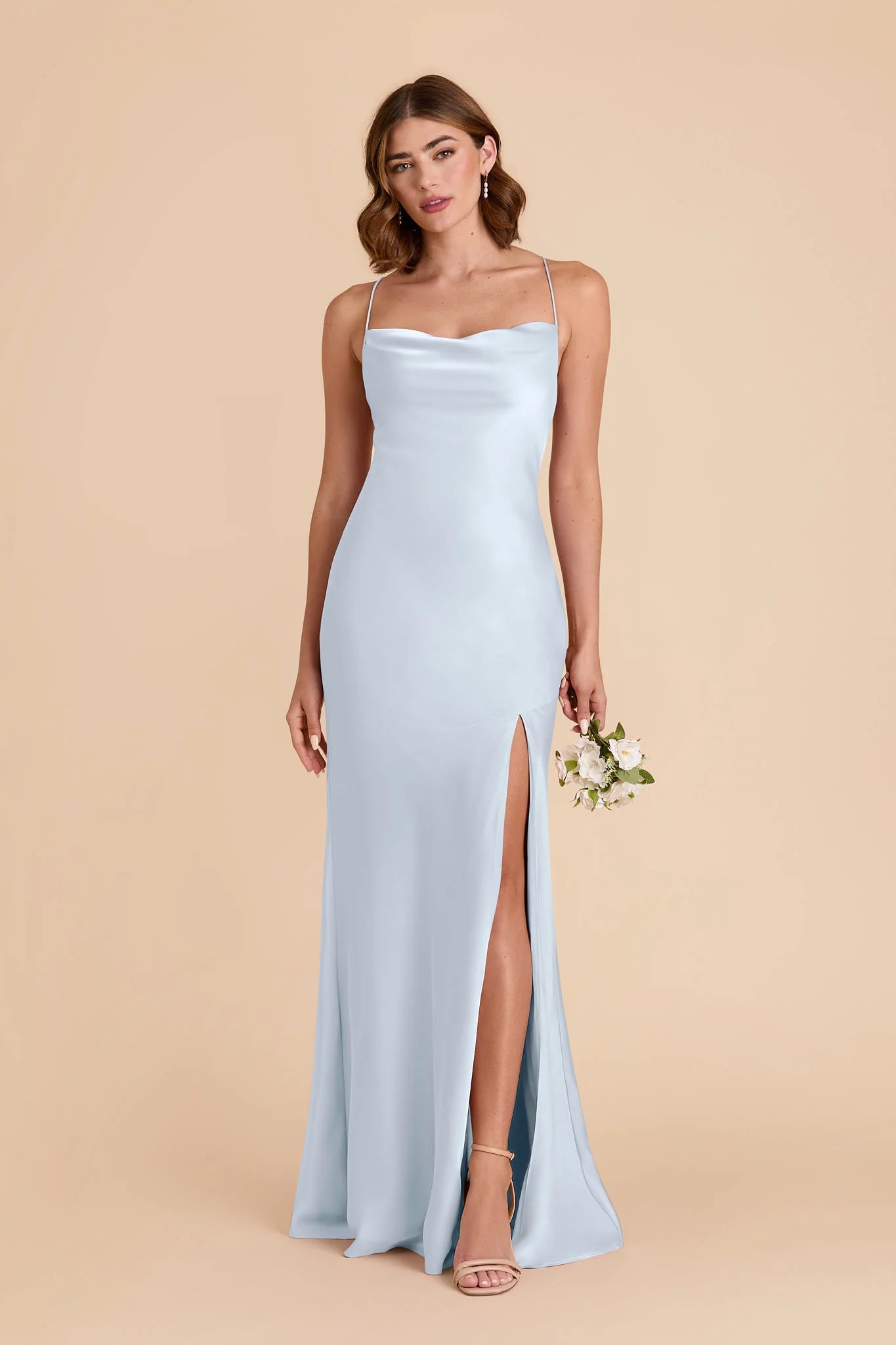 Chic Sheath Sweetheart Neck Spaghetti Strap Lace-Up Back Floor-Length Bridesmaid Dresses