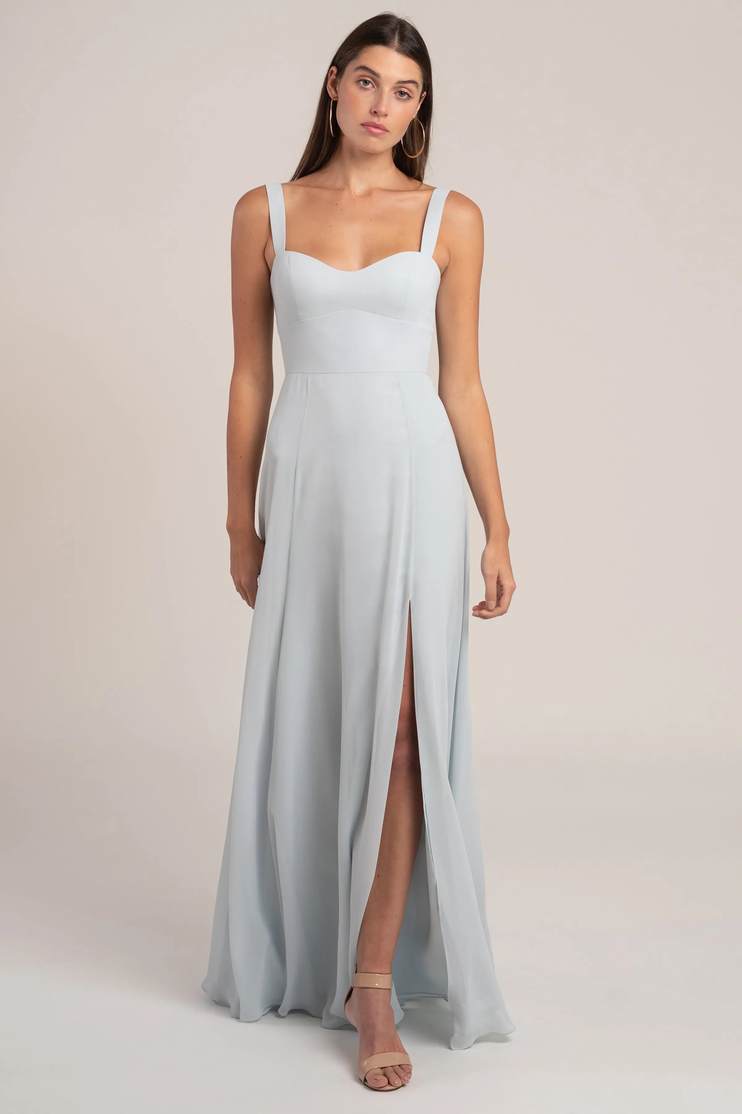 Chic Sheath Sweetheart Neck Square Strap Zipper Back Floor-Length Bridesmaid Dresses