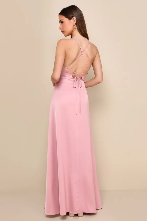 Chic Sheath Sweetheart Spaghetti Strap Criss Cross Back High Slit Floor Length Formal Prom Dresses