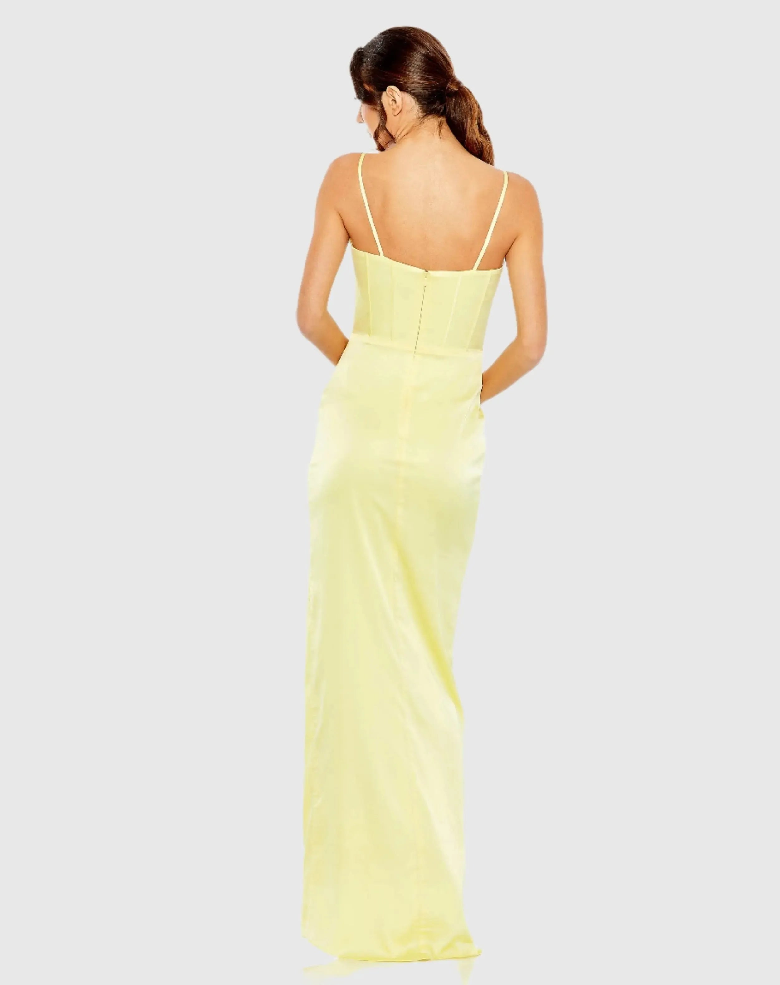 Chic Sheath Sweetheart Spaghetti Strap High Slit Floor Length Formal Prom Gown