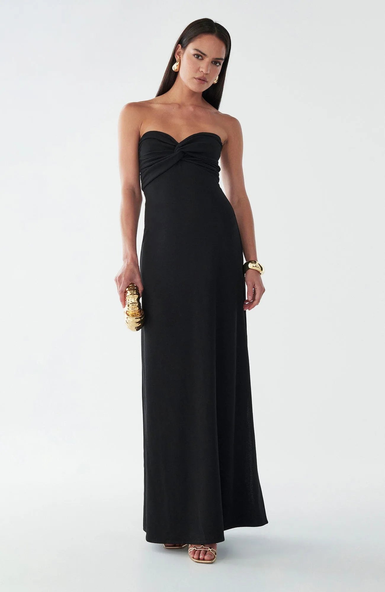 Chic Sheath Sweetheart Strapless Knot-Front Floor-Length Formal Prom Dresses
