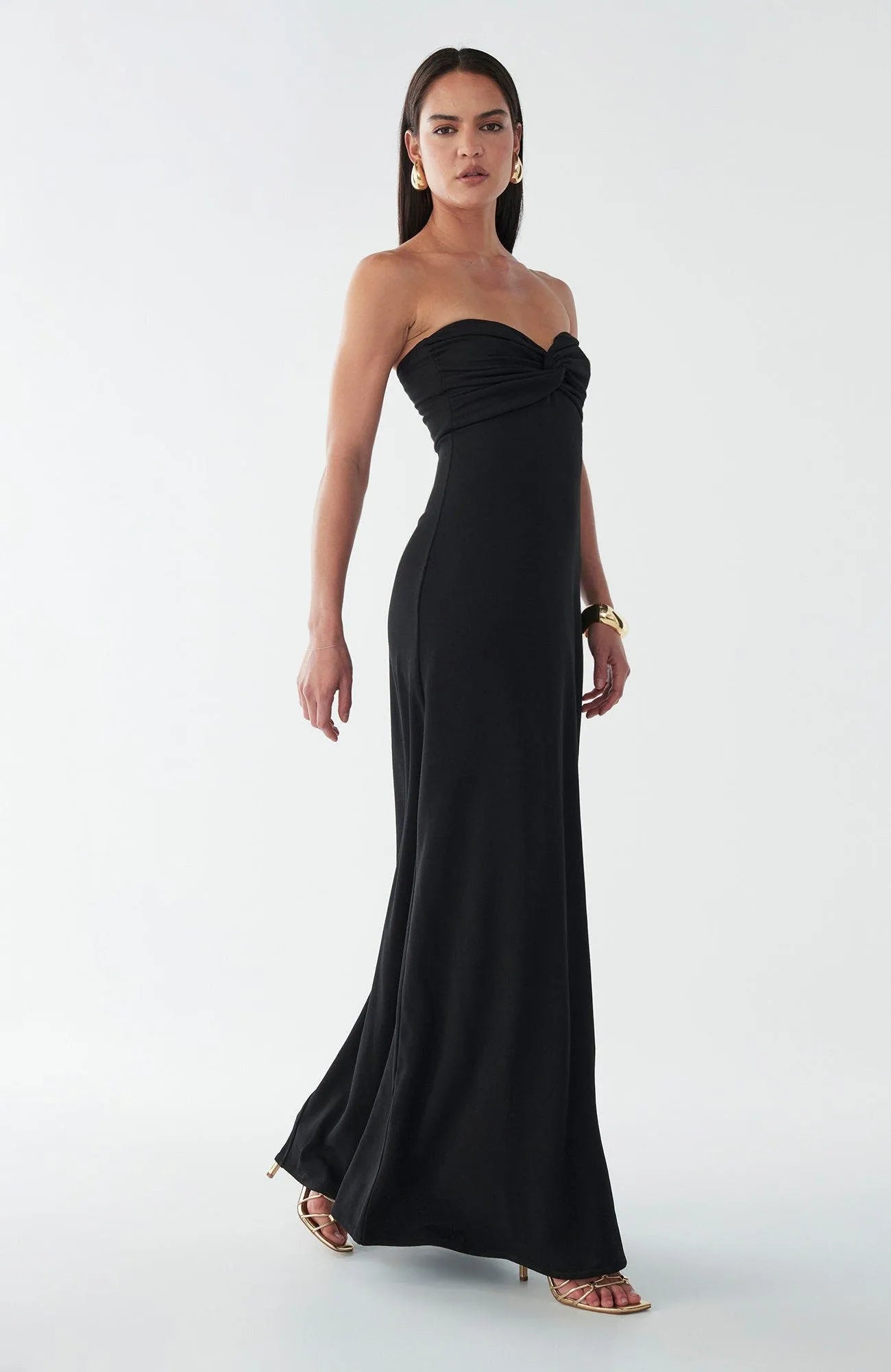 Chic Sheath Sweetheart Strapless Knot-Front Floor-Length Formal Prom Dresses