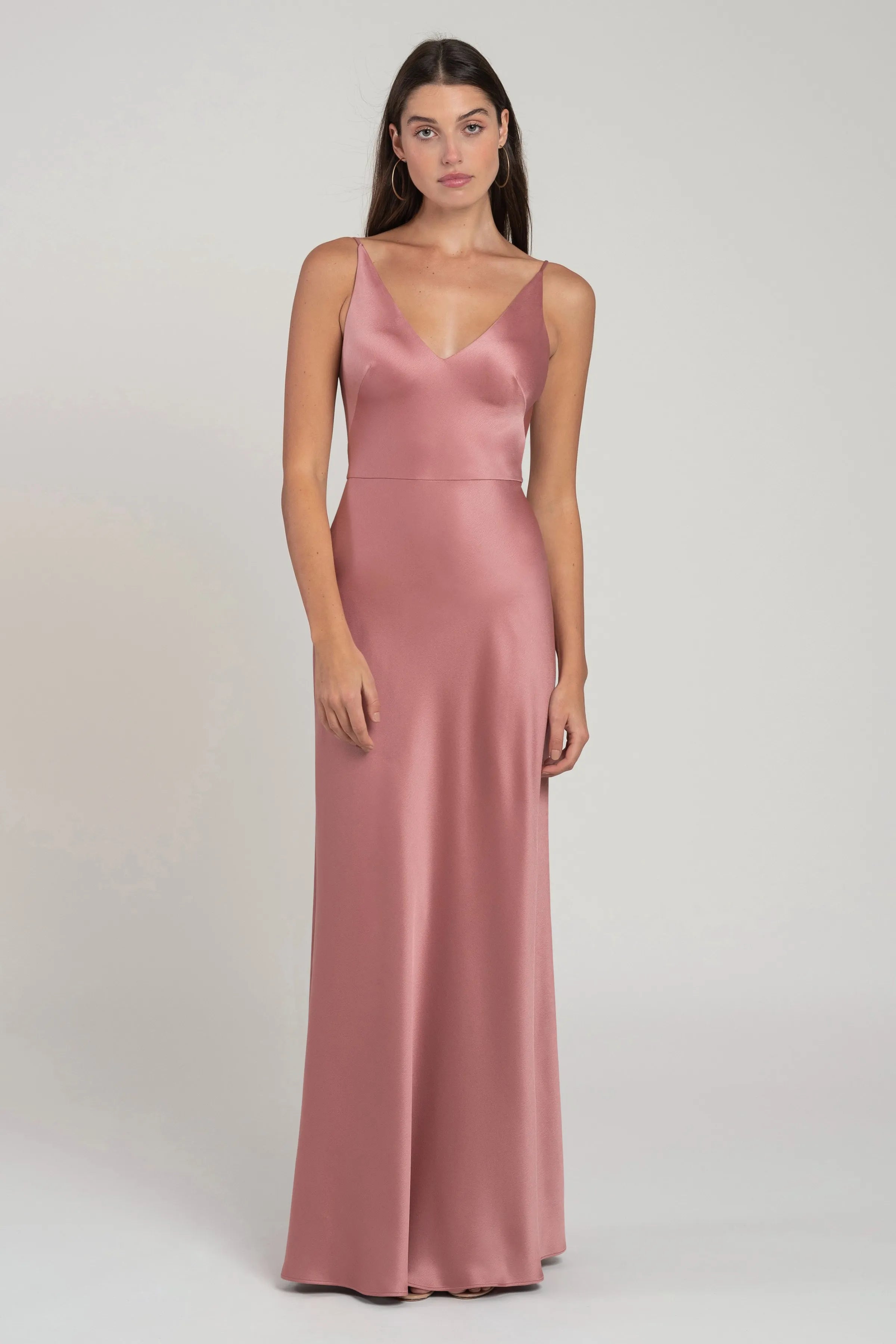 Chic Sheath V-Neck Spaghetti Strap Open Back Floor-Length Bridesmaid Dresses