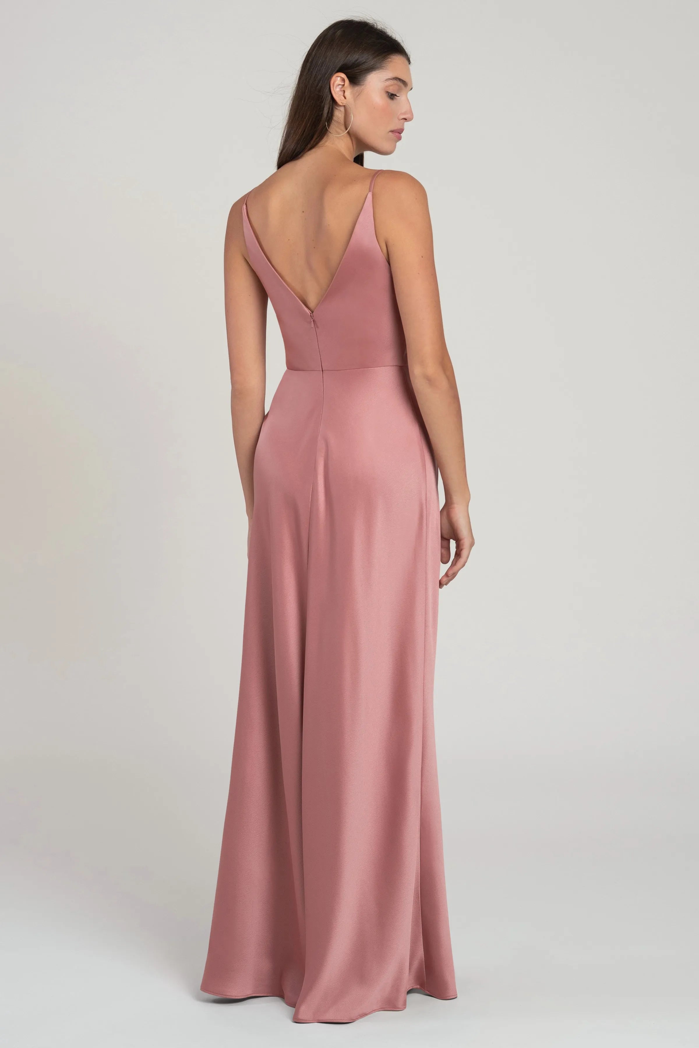 Chic Sheath V-Neck Spaghetti Strap Open Back Floor-Length Bridesmaid Dresses