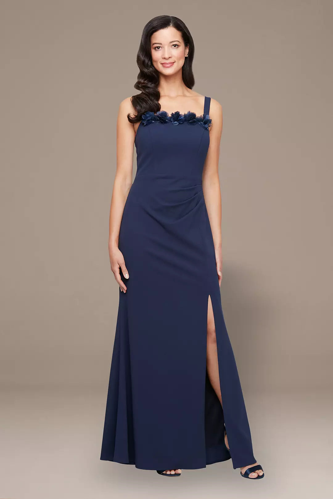 Chic Trumpet Square Neck Spaghetti Strap Zipper Back Long Evening Dresses