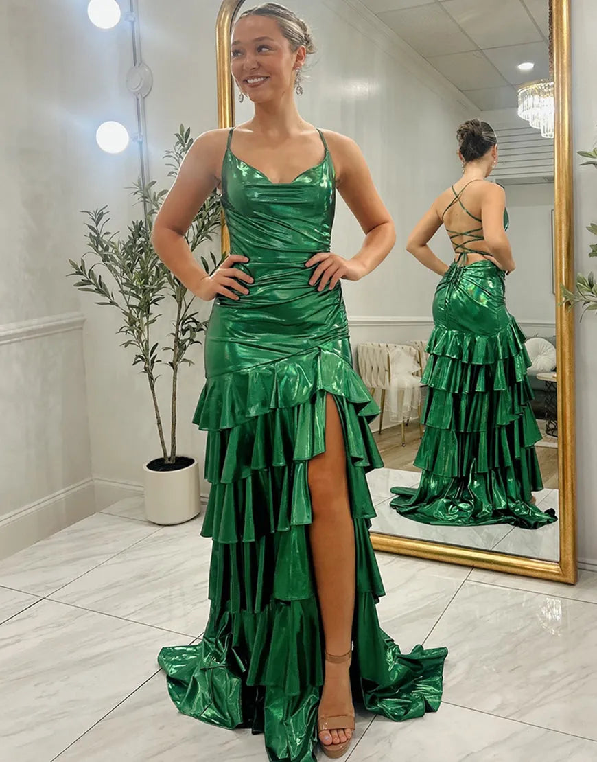 Dazzling Mermaid Sweetheart Spaghetti Strap Crisscross Back Floor Length Prom Dresses