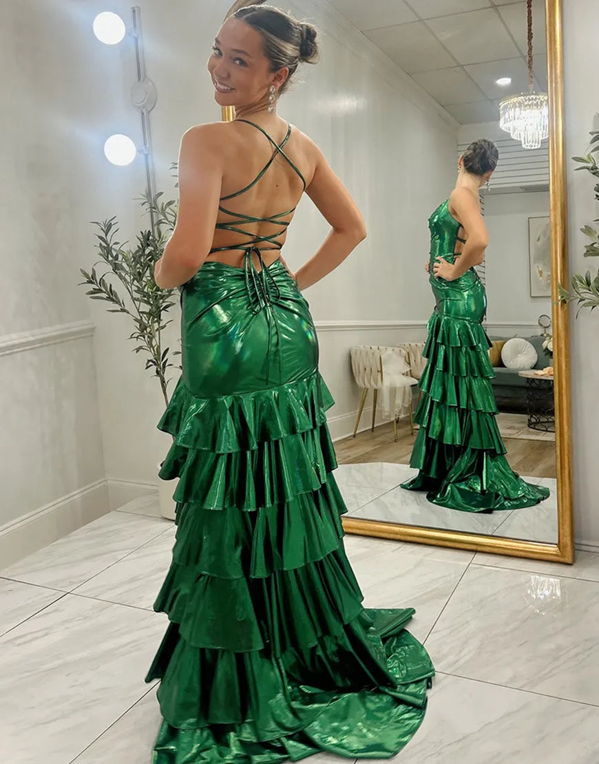 Dazzling Mermaid Sweetheart Spaghetti Strap Crisscross Back Floor Length Prom Dresses