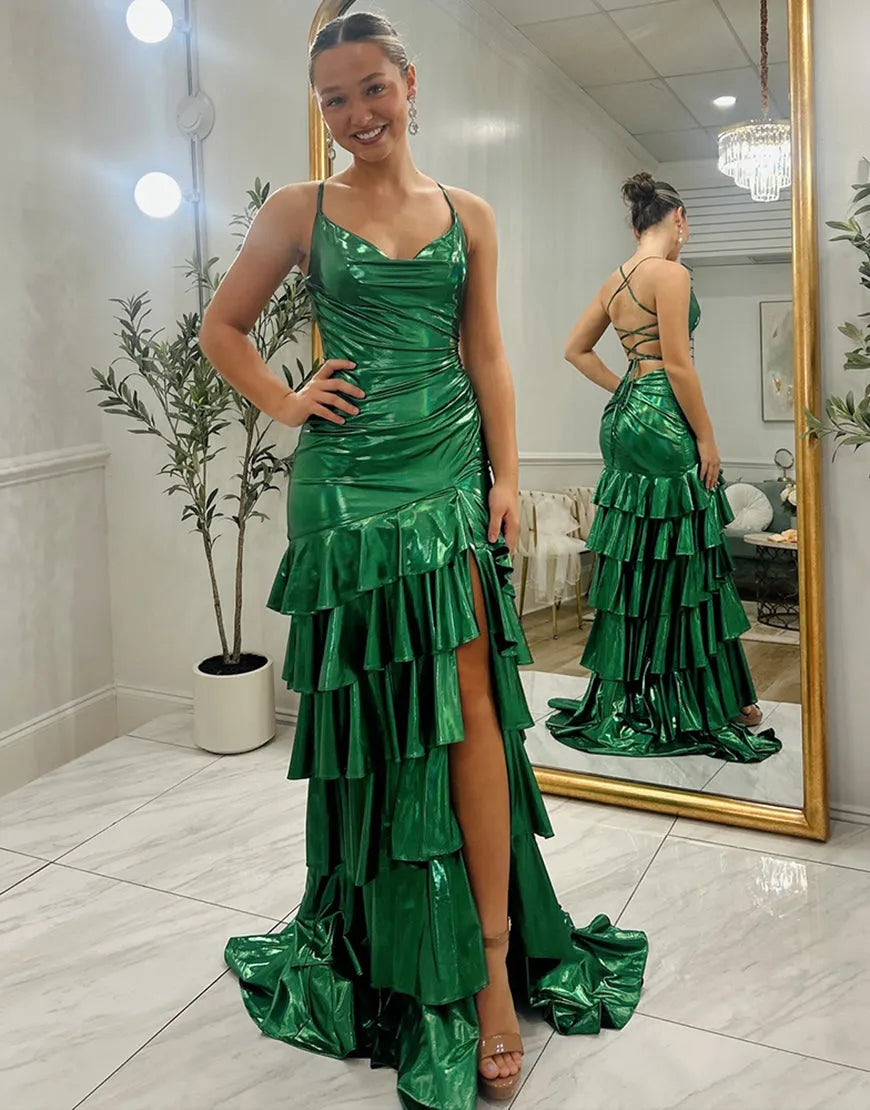 Dazzling Mermaid Sweetheart Spaghetti Strap Crisscross Back Floor Length Prom Dresses
