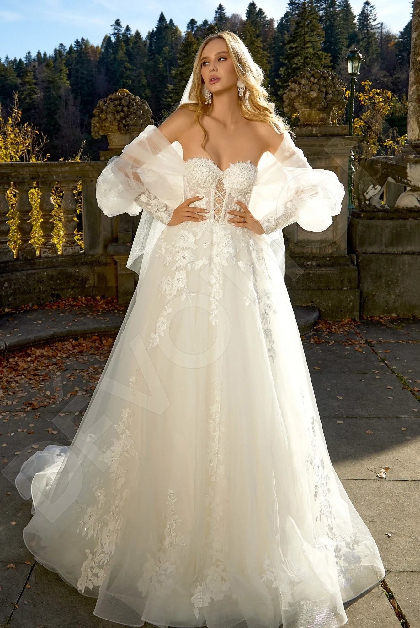 Dreamy Ball Gown Sweetheart Off-the-Shoulder Lace-Up Back Floor-Length Wedding Dresses