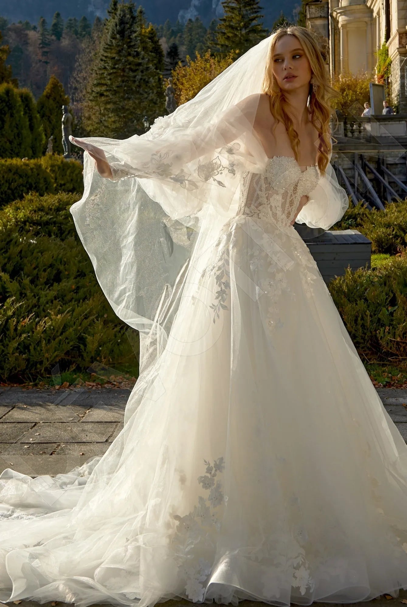 Dreamy Ball Gown Sweetheart Off-the-Shoulder Lace-Up Back Floor-Length Wedding Dresses
