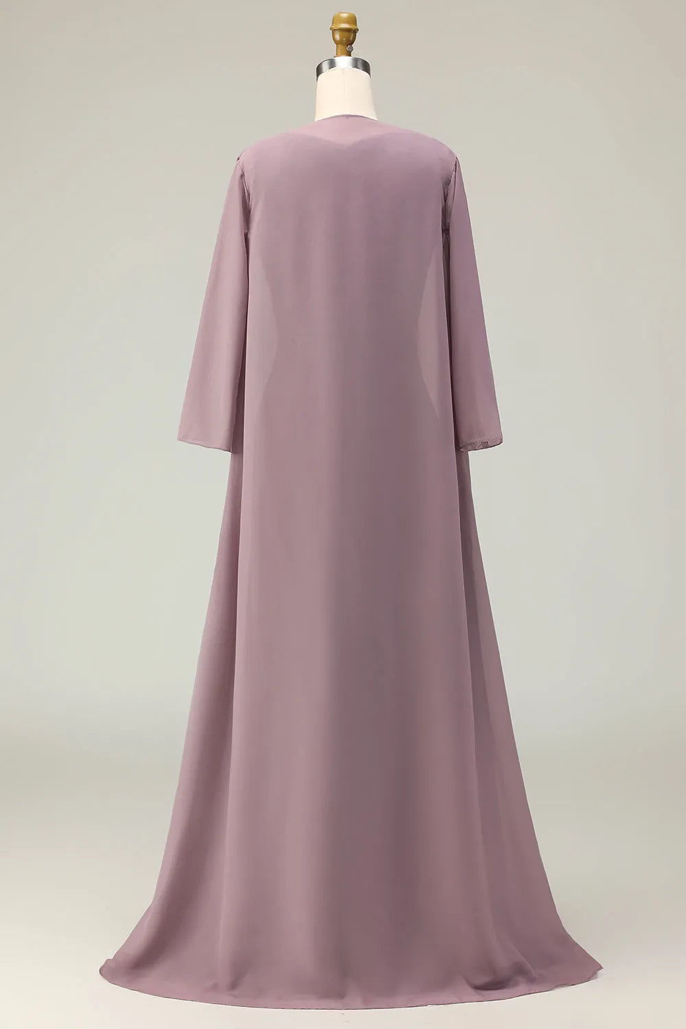 Elegant A-Line Boat-Neck 3/4-Sleeve Open-Back Floor-Length Mother of the Bride Dresses
