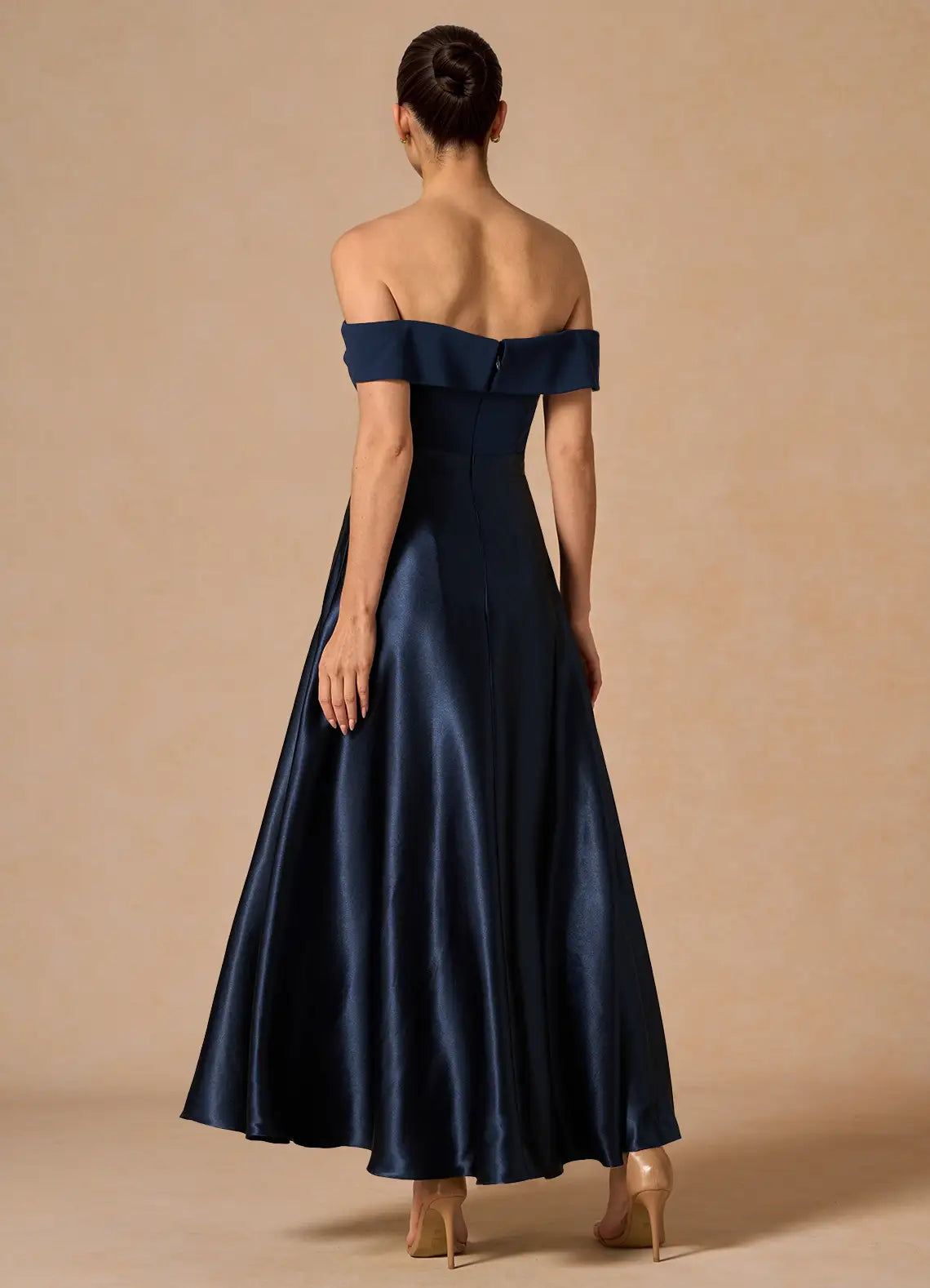 Elegant A-Line Off-Shoulder Sleeveless Solid Back Floor-Length Evening Dresses