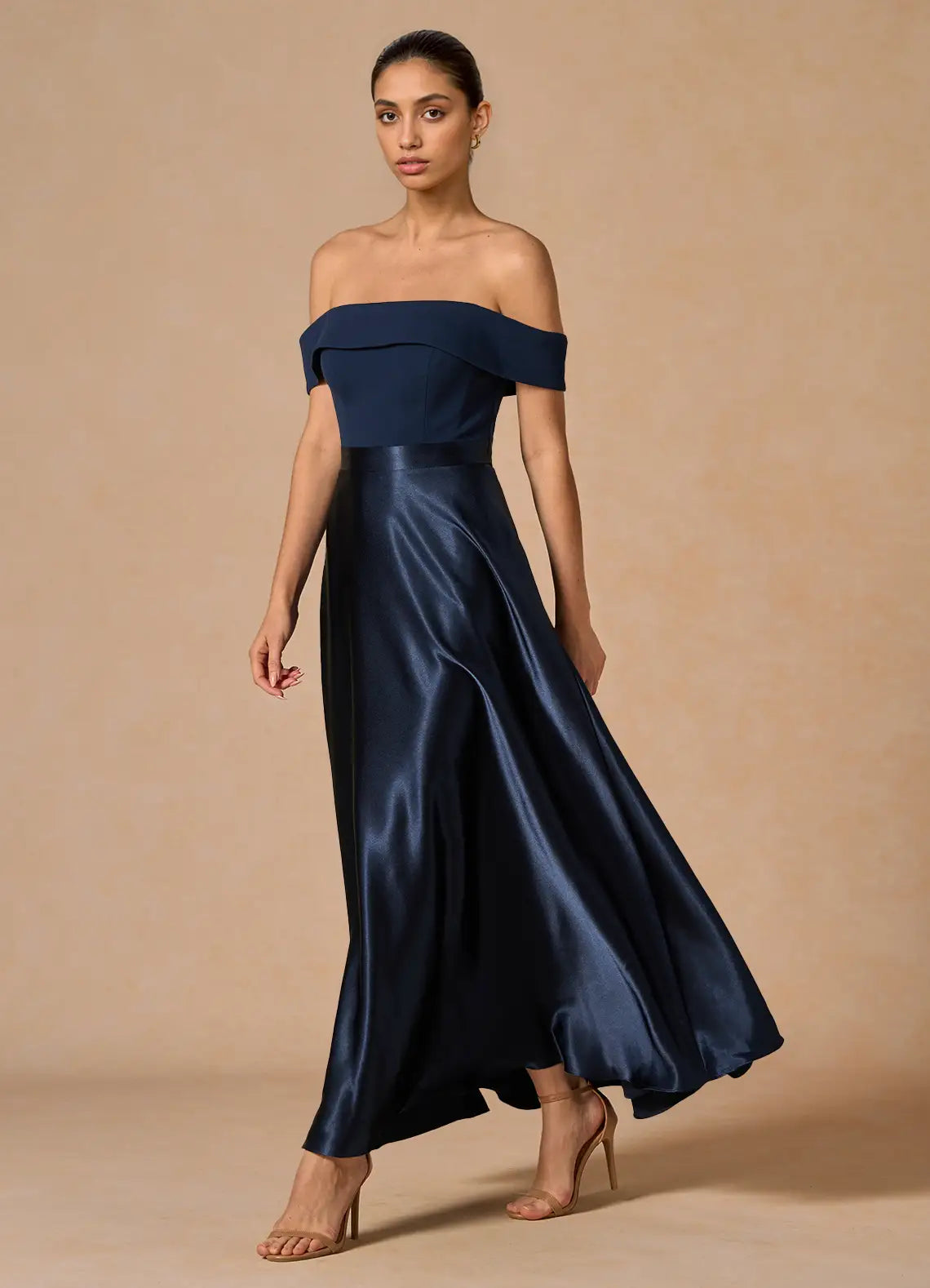 Elegant A-Line Off-Shoulder Sleeveless Solid Back Floor-Length Evening Dresses