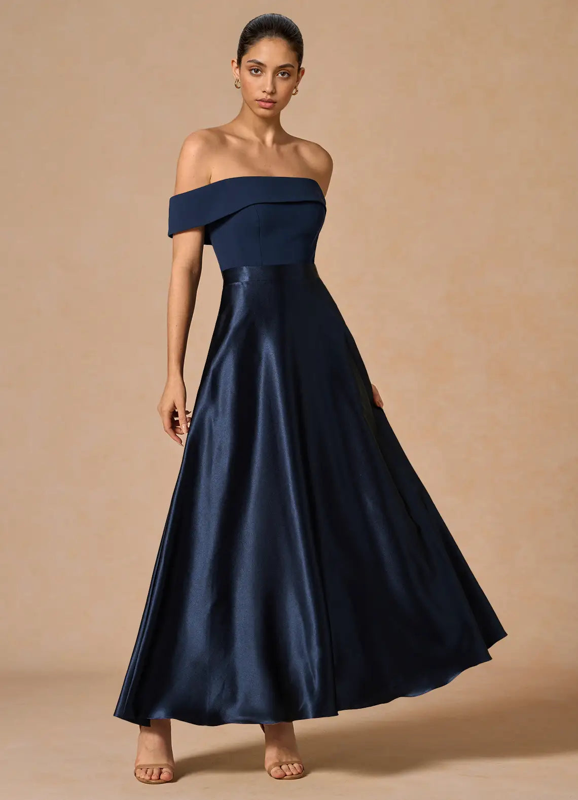 Elegant A-Line Off-Shoulder Sleeveless Solid Back Floor-Length Evening Dresses