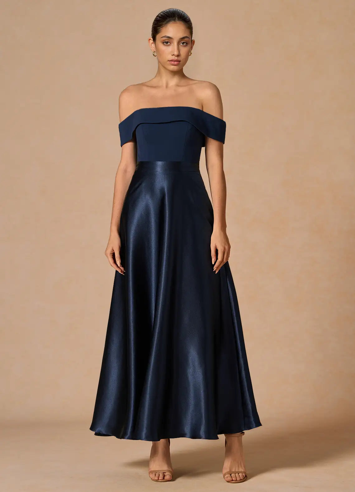 Elegant A-Line Off-Shoulder Sleeveless Solid Back Floor-Length Evening Dresses