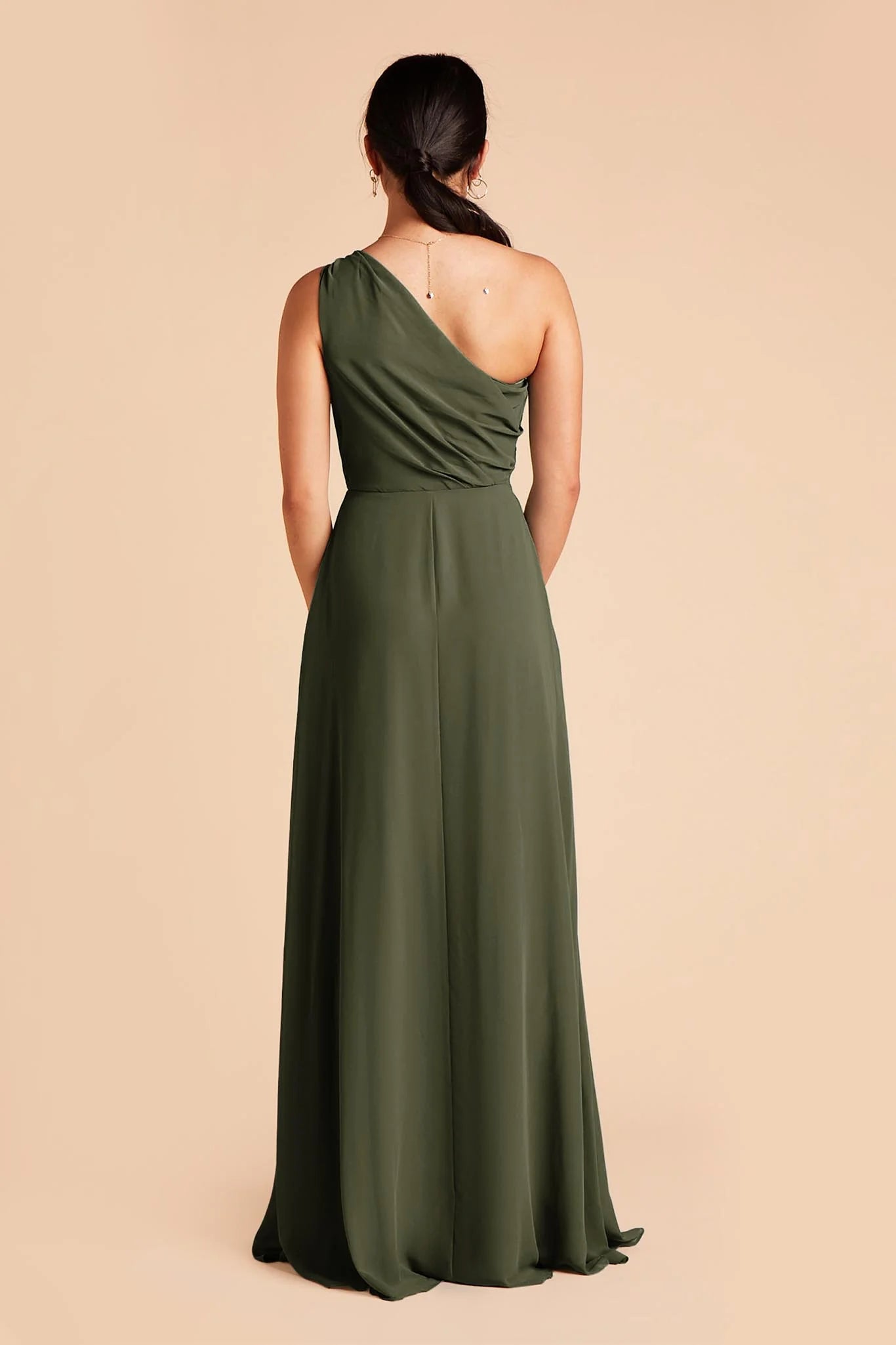 Elegant A-Line One-Shoulder Sleeveless Open Back Floor-Length Formal Bridesmaid Dresses