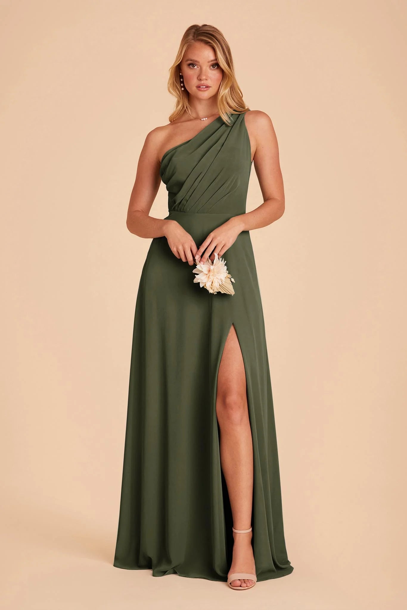 Elegant A-Line One-Shoulder Sleeveless Open Back Floor-Length Formal Bridesmaid Dresses