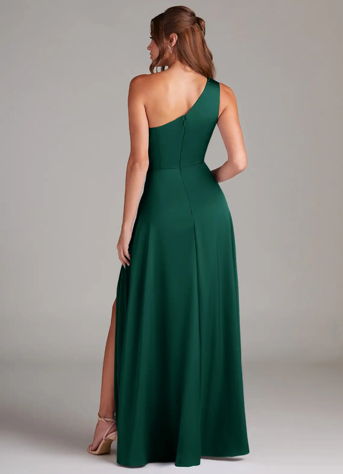 Elegant A-Line One-Shoulder Sleeveless Zipper Back Floor-Length Formal Bridesmaid Dresses