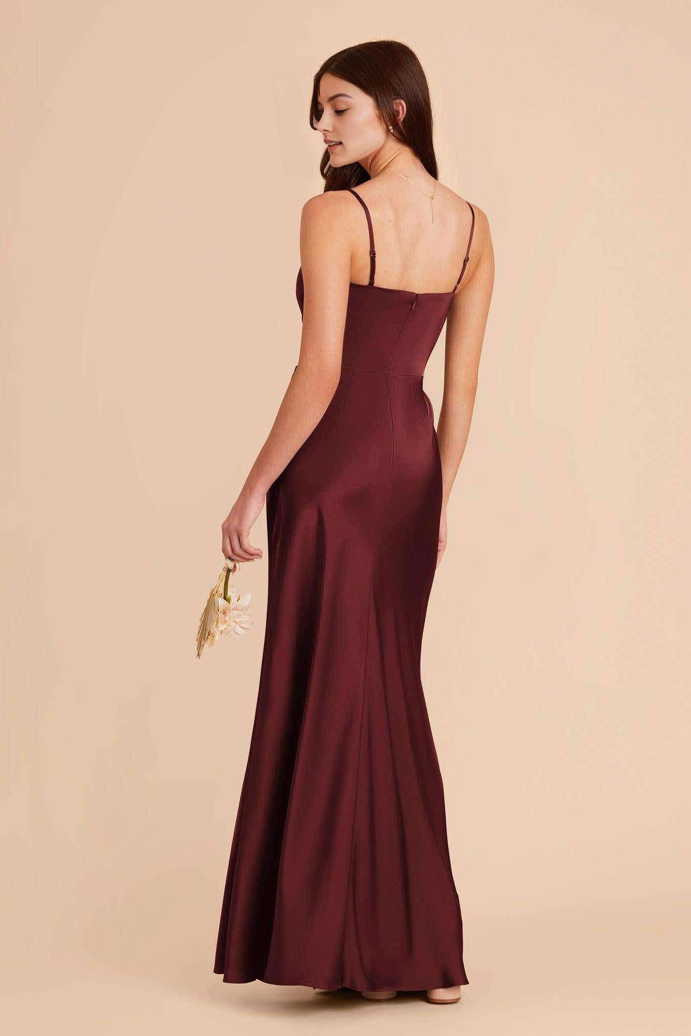 Elegant A-Line Square Neck Spaghetti-Strap Open-Back Back Zip Side Leg Slit Prom Dresses