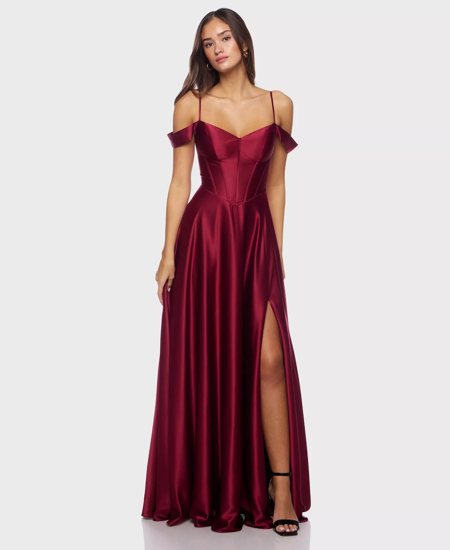 Elegant A-Line Sweetheart Cold-Shoulder Zip Back Long Party Dresses