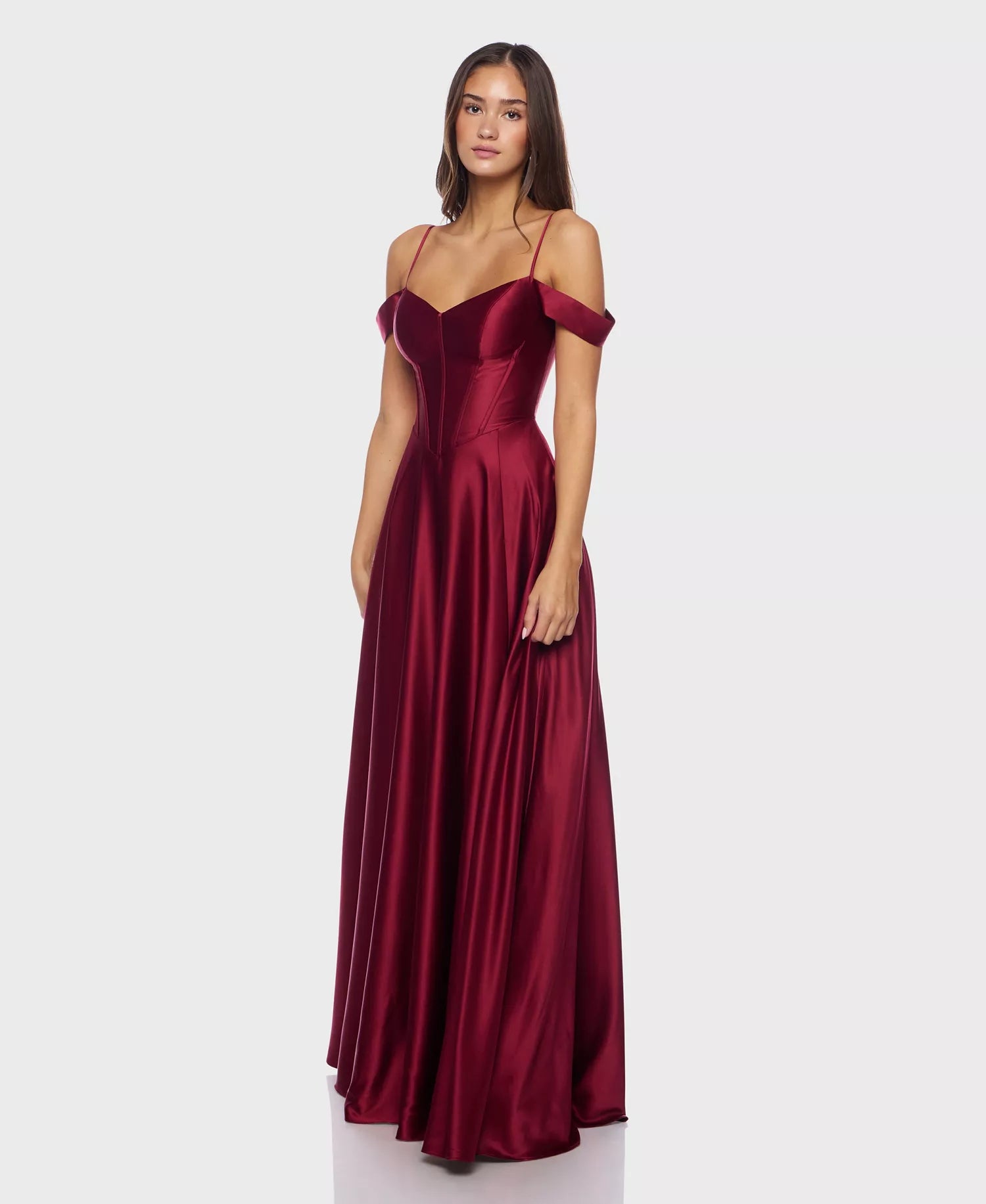 Elegant A-Line Sweetheart Cold-Shoulder Zip Back Long Party Dresses