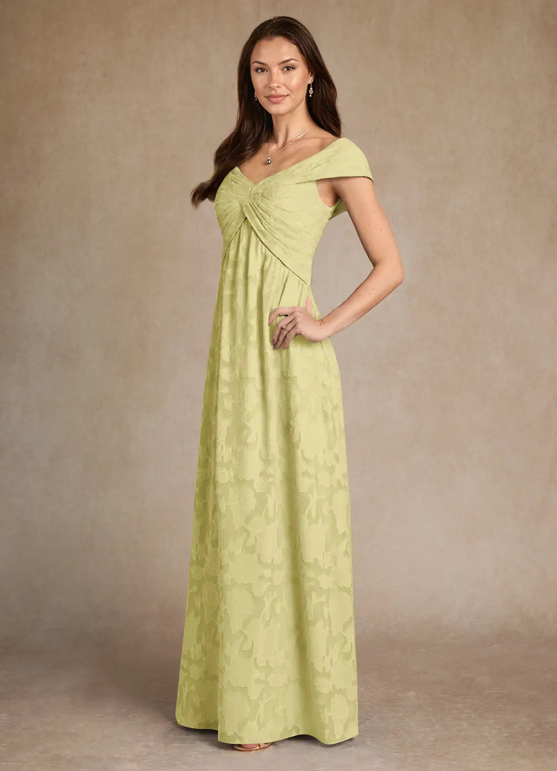 Elegant A-Line Sweetheart Neck Cap-Sleeve Ruched Back Floral-Lace Floor-Length Mother of the Bride Dress