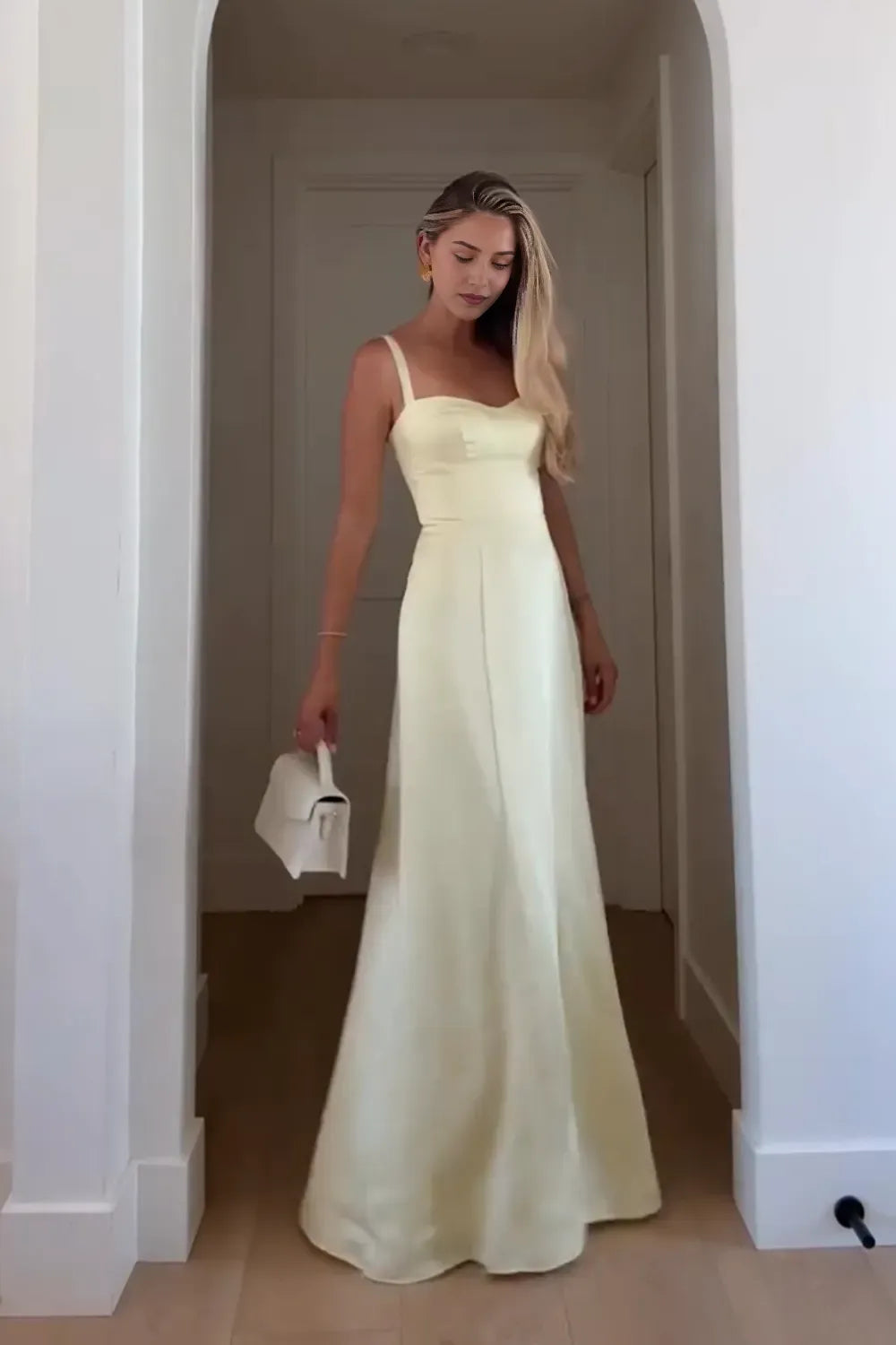 Elegant A-Line Sweetheart Neck Spaghetti Straps Lace-Up Corset Floor-Length Prom Dresses Hot Sale