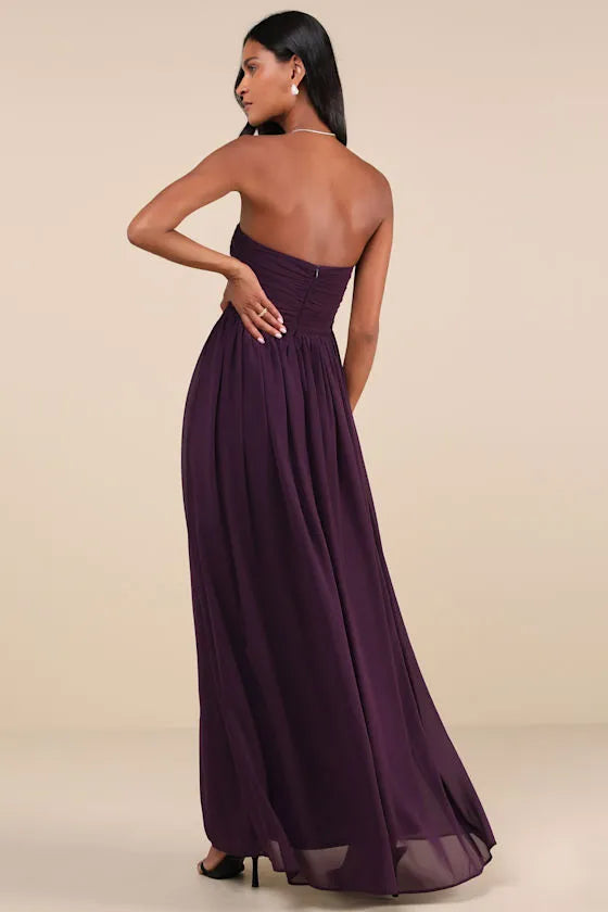 Elegant A-Line Sweetheart Neck Strapless Zipper Back Long Evening Dresses