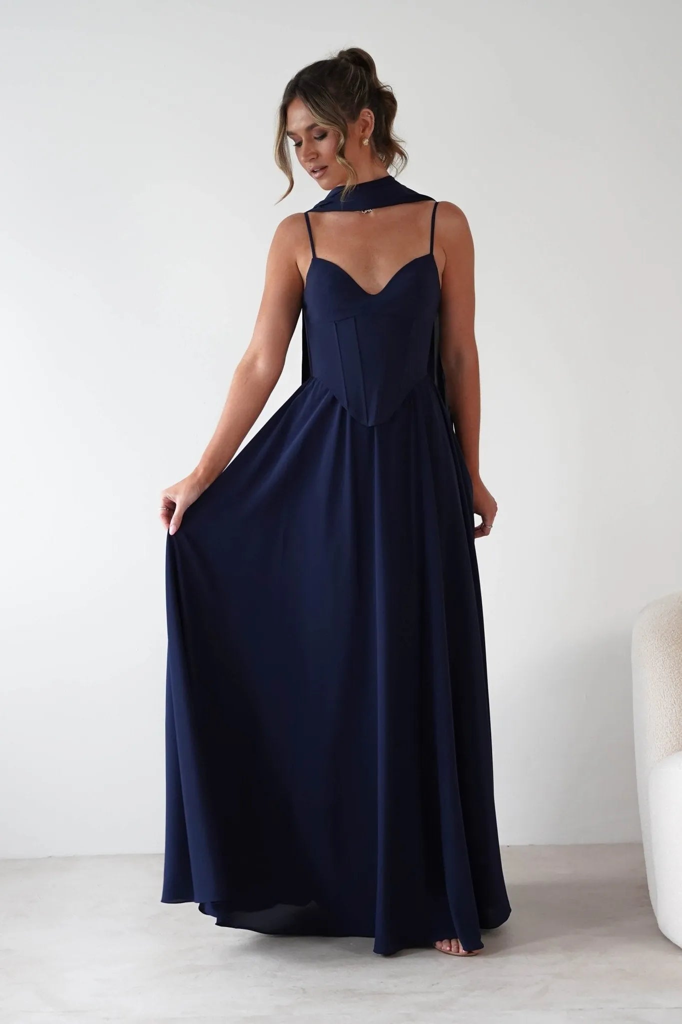 Elegant A-Line Sweetheart Spaghetti-Strap Lace-Up-Back Capelet-Floor-Length Formal Prom Dresses