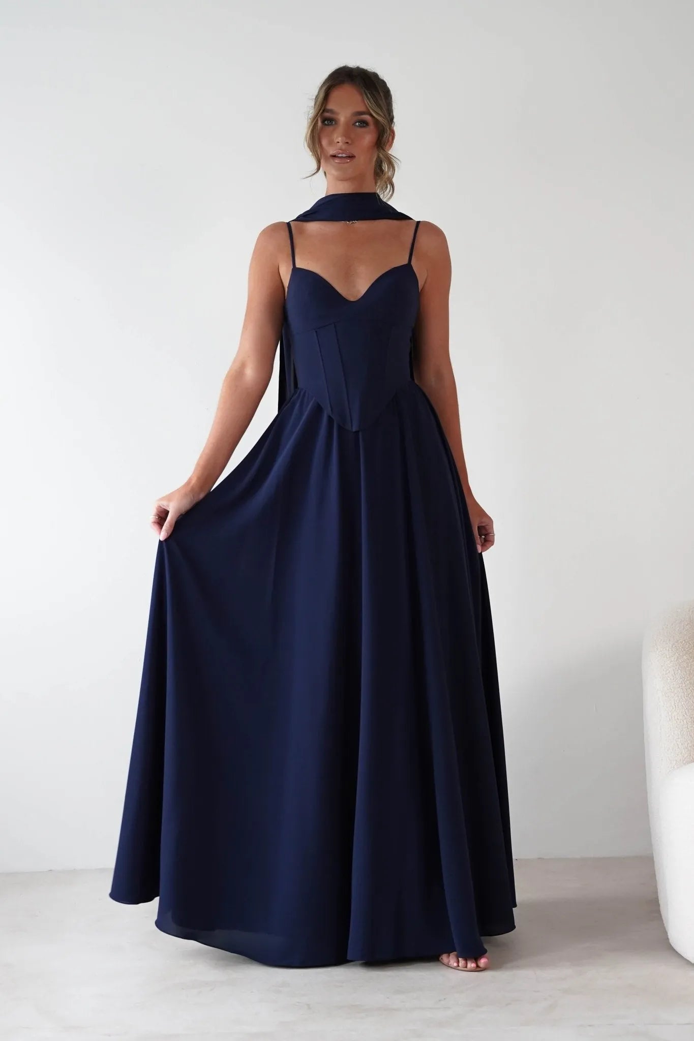 Elegant A-Line Sweetheart Spaghetti-Strap Lace-Up-Back Capelet-Floor-Length Formal Prom Dresses