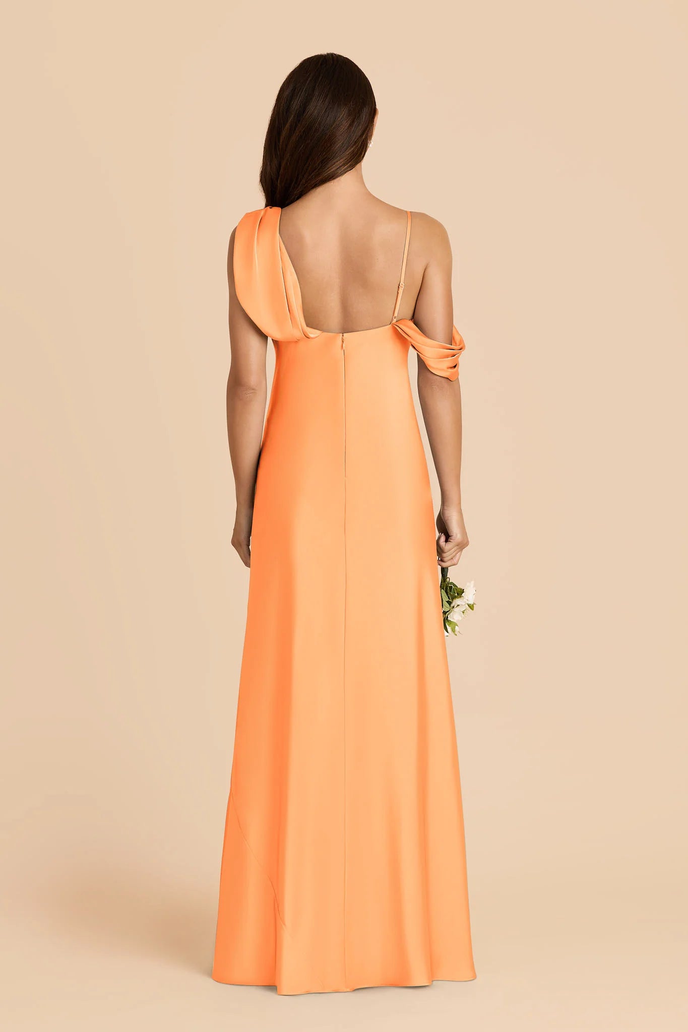 Elegant A-line Asymmetric One-shoulder Draped Sleeveless Satin Open Back Back Zip Floor-Length Prom Dresses
