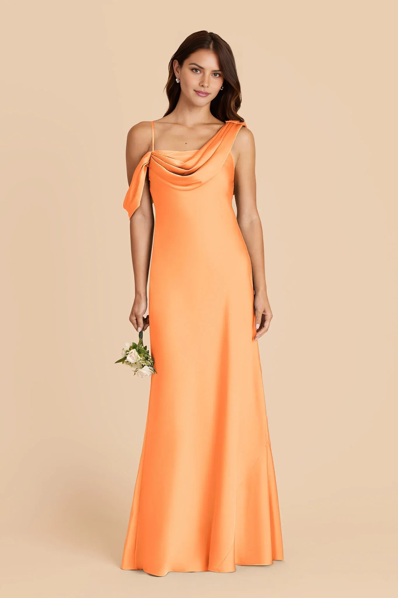 Elegant A-line Asymmetric One-shoulder Draped Sleeveless Satin Open Back Back Zip Floor-Length Prom Dresses