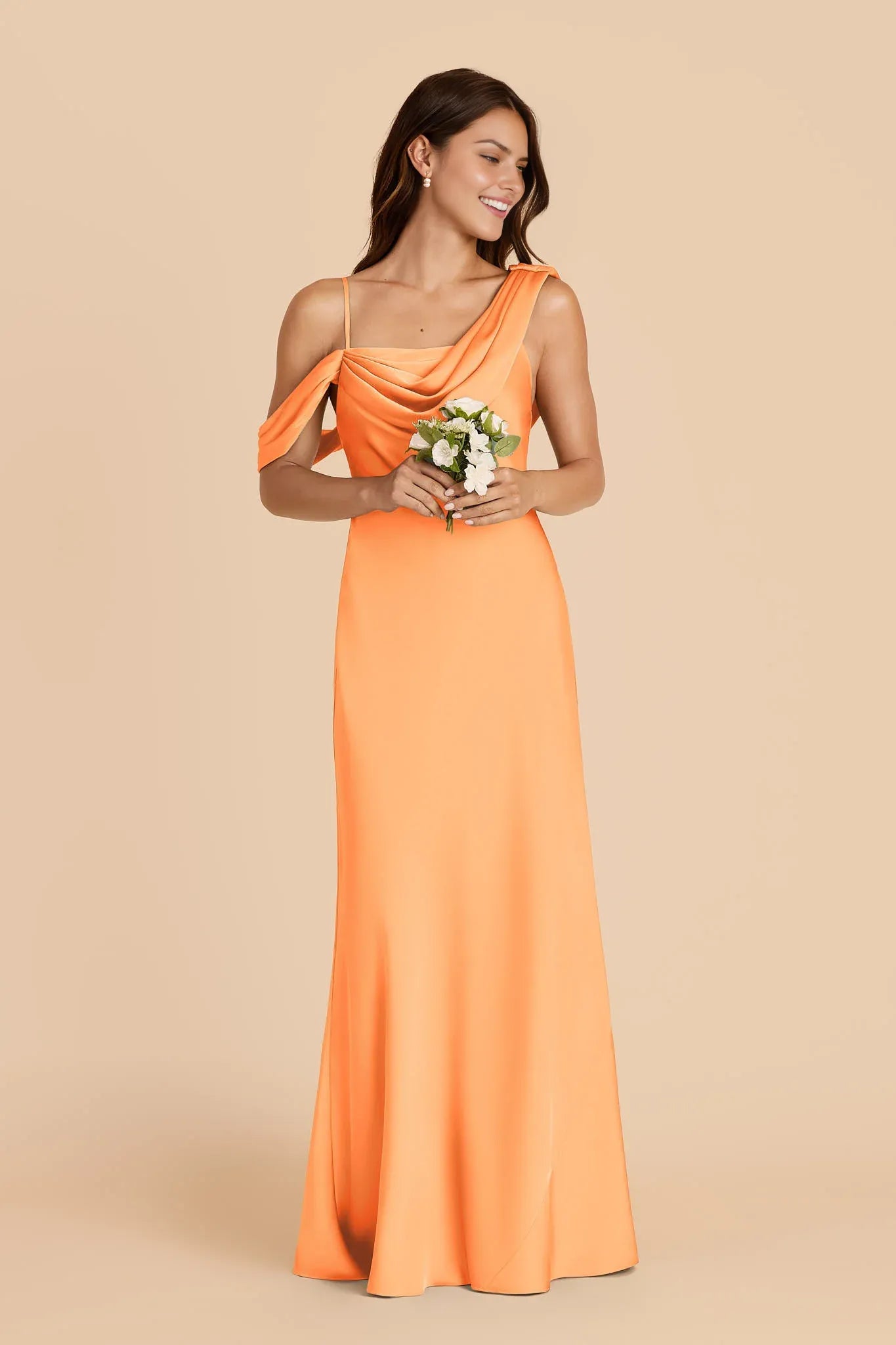 Elegant A-line Asymmetric One-shoulder Draped Sleeveless Satin Open Back Back Zip Floor-Length Prom Dresses
