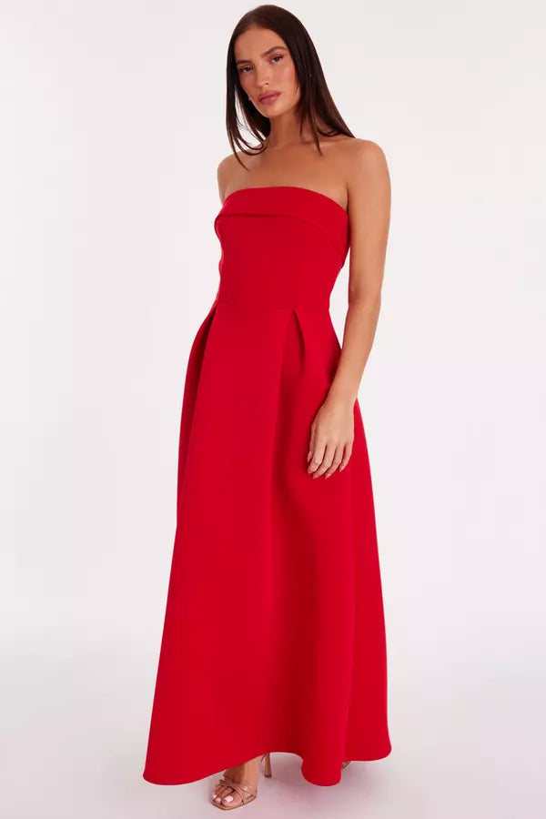 Elegant A Line Strapless Sleeveless Open Back Floor Length Formal Prom Dresses