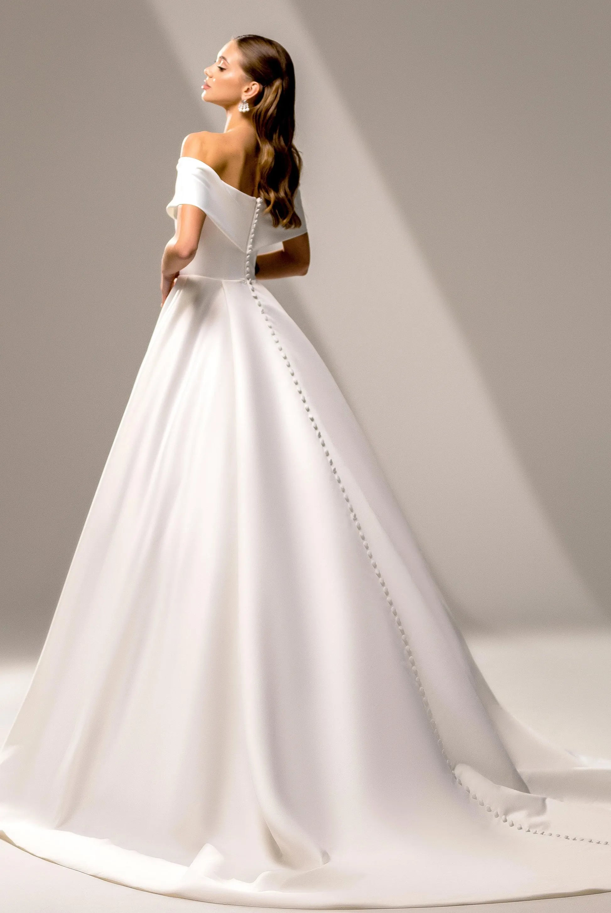 Elegant Ball Gown Off-the-Shoulder Sleeveless Button-Back Floor-Length Wedding Dresses