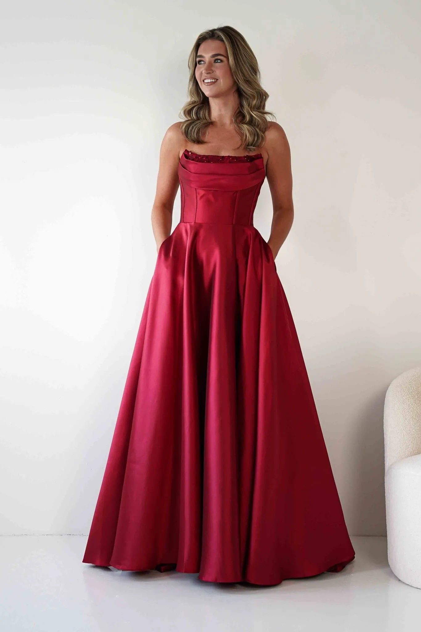 Elegant Ballgown Sweetheart Strapless Embellished-Bodice Lace-Up-Back Floor-Length Formal Prom Dresses