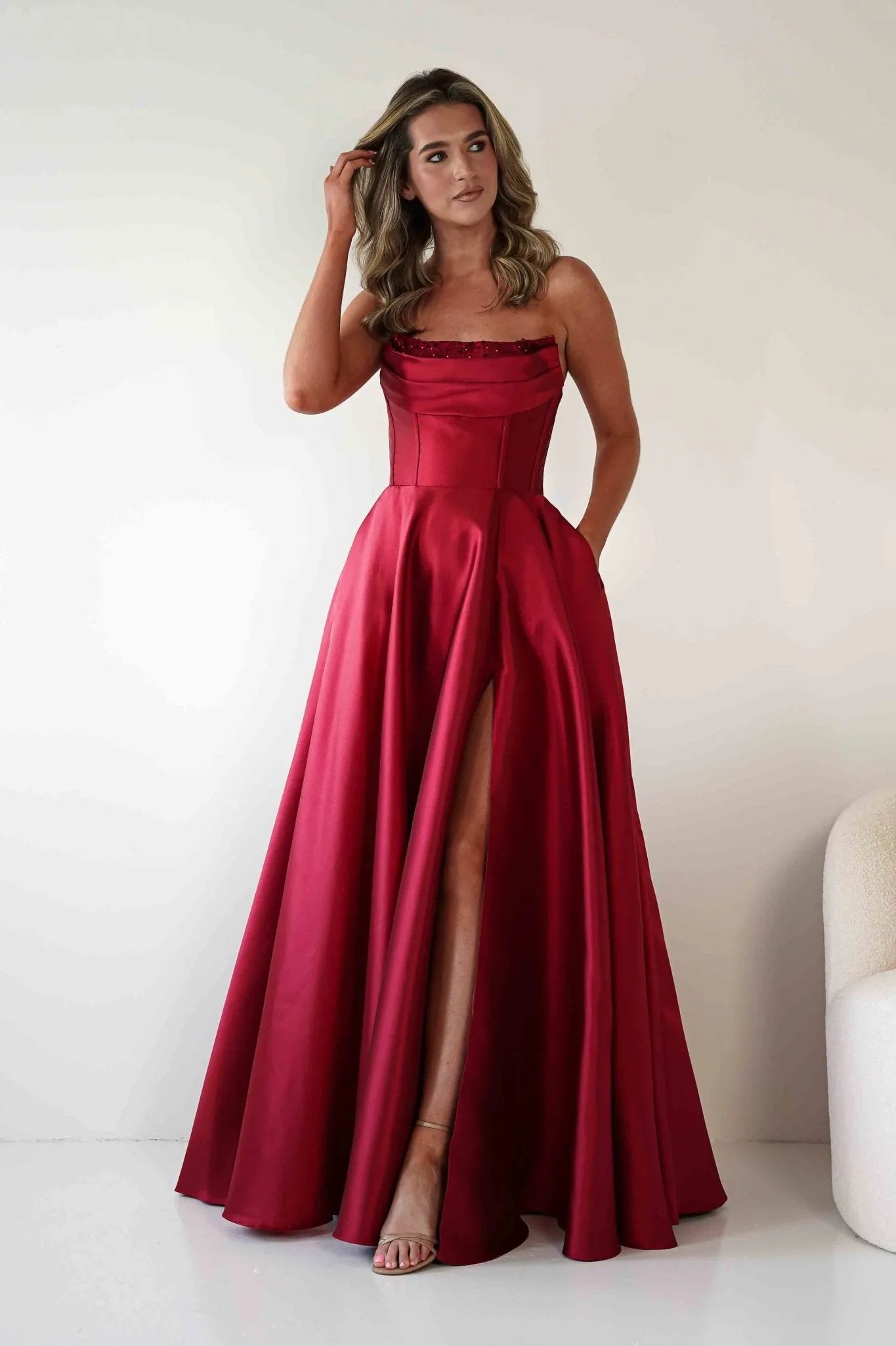 Elegant Ballgown Sweetheart Strapless Embellished-Bodice Lace-Up-Back Floor-Length Formal Prom Dresses