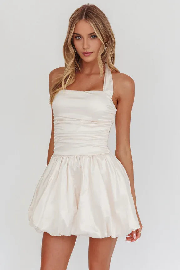 Elegant Bubble-Hem Halter Neck Sleeveless Back Zip Short-Mini Homecoming Dresses for women Hot Sale