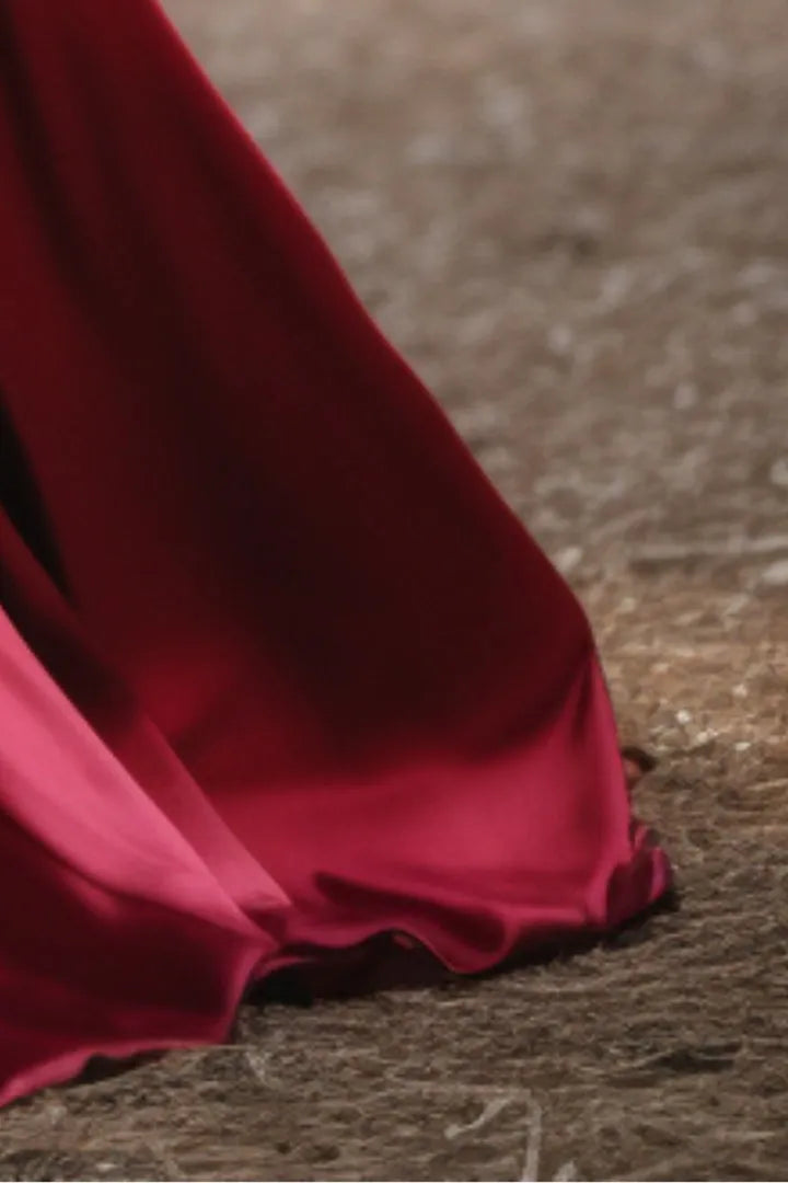 Elegant Dark Red A-Line V-Neck Sleeveless Lace Up Floor-Length Prom Dresses female guests Hot Sale