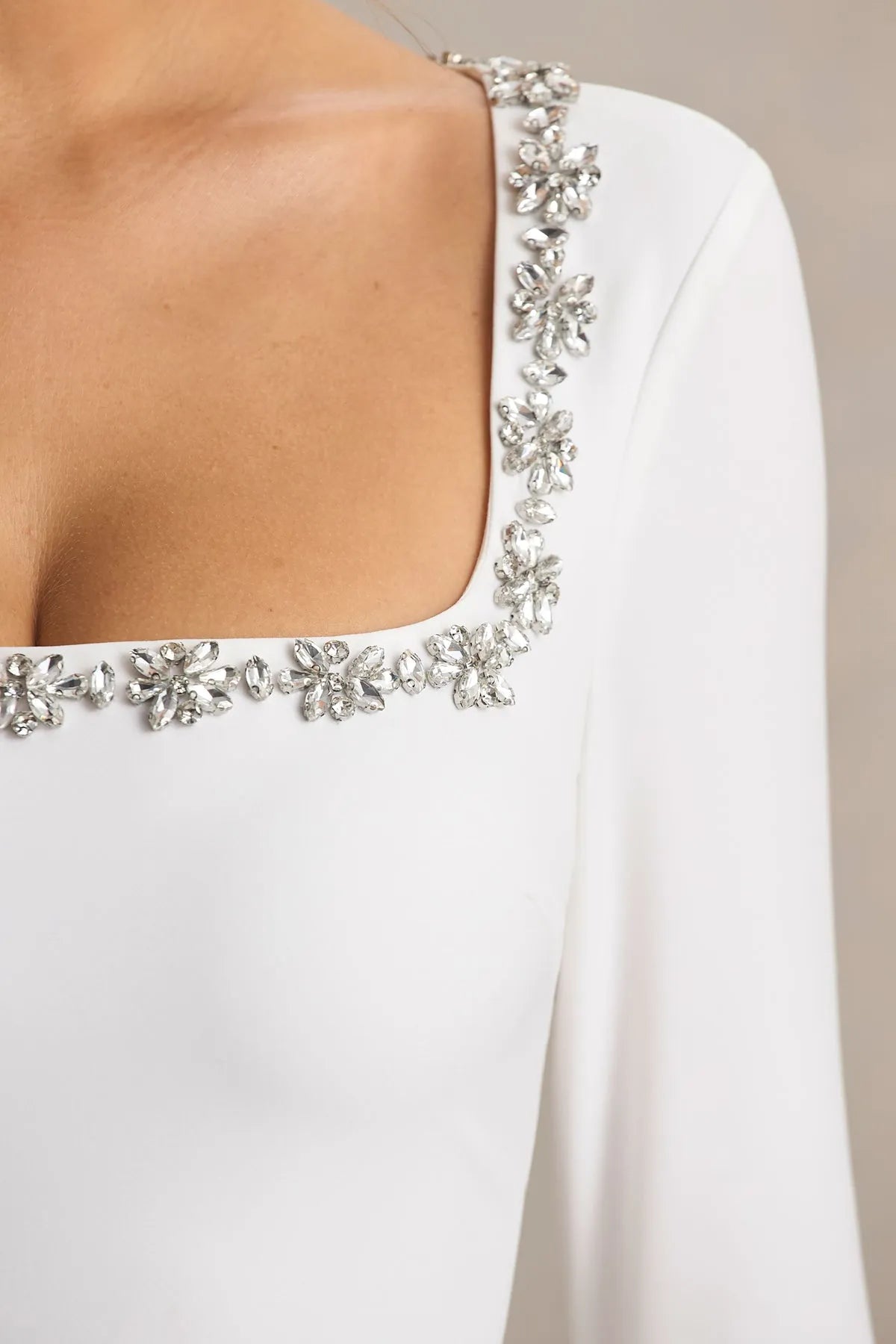 Elegant Fit-and-Flare Square Neck Long-Sleeve Zip Back Short Homecoming Dresses