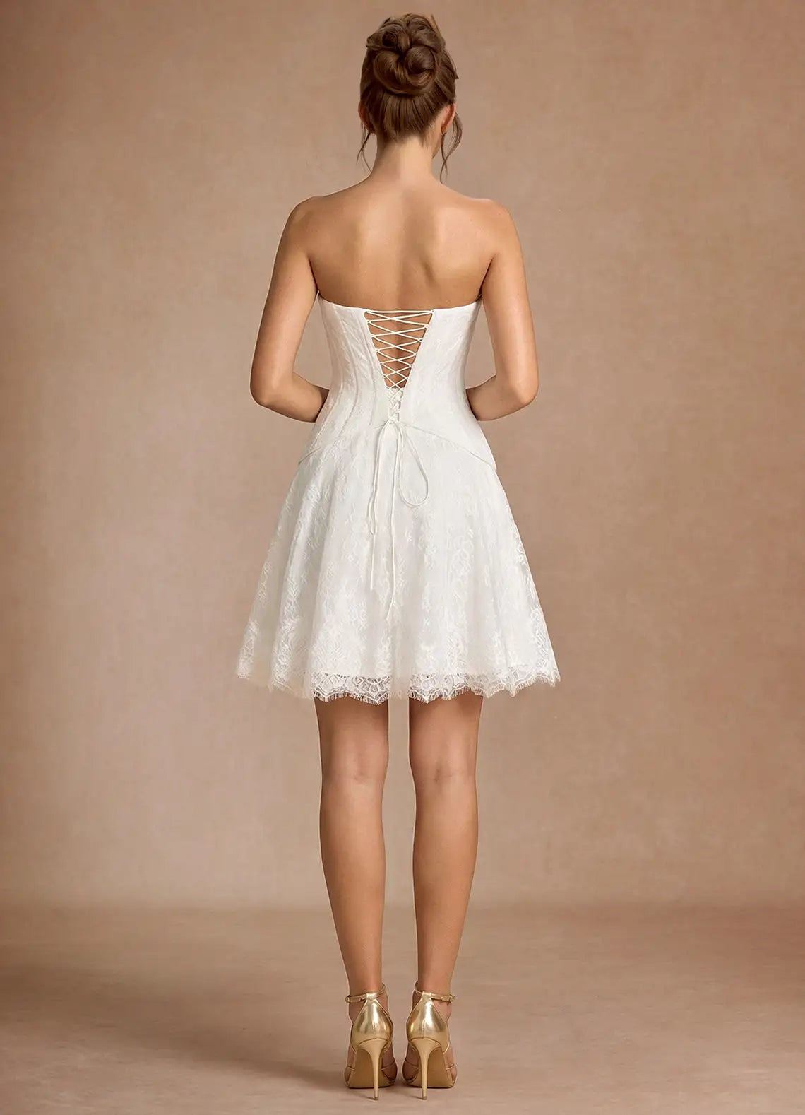 Elegant Fit-and-Flare Sweetheart Strapless Lace Up Back Short Homecoming Dresses