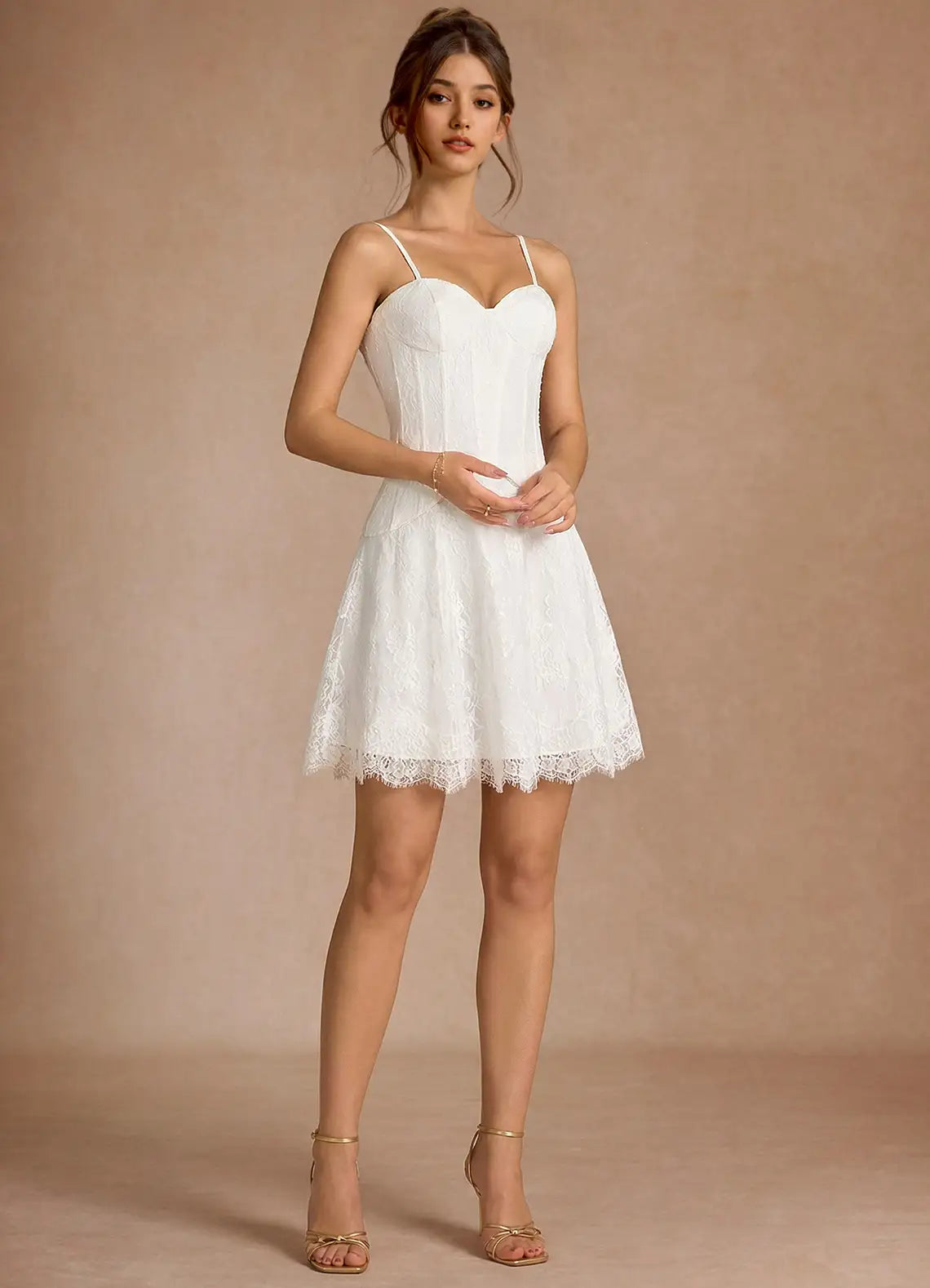 Elegant Fit-and-Flare Sweetheart Strapless Lace Up Back Short Homecoming Dresses