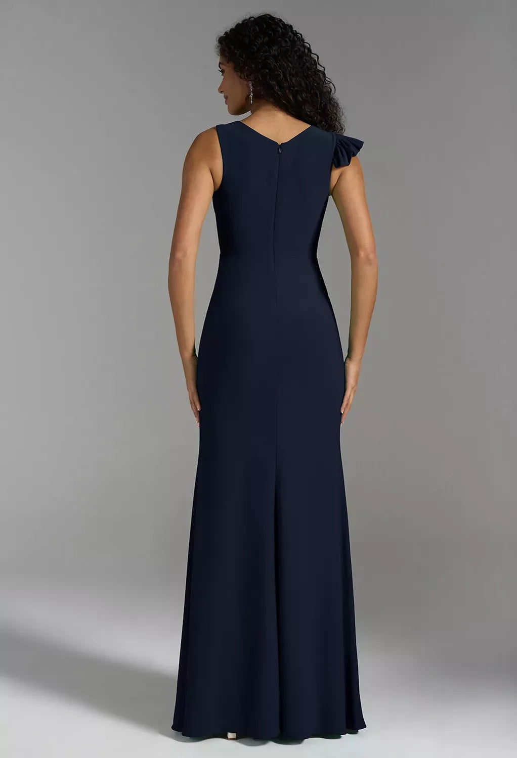 Elegant Mermaid Asymmetric Neck Ruffle Strap Floor-Length Evening Dresses