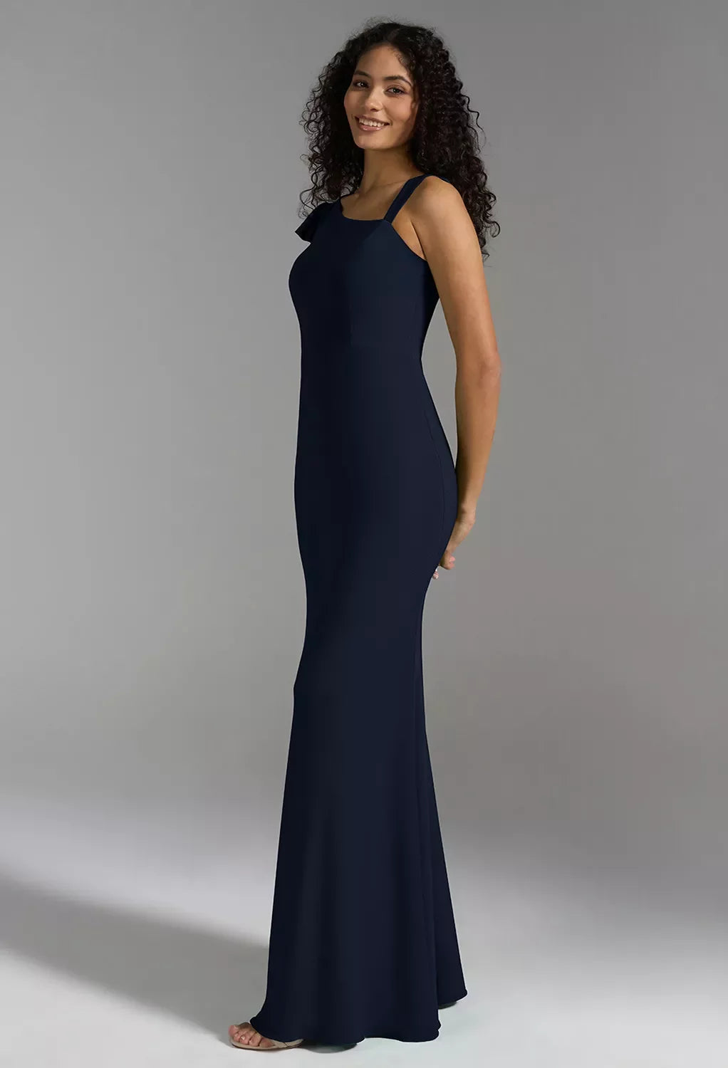 Elegant Mermaid Asymmetric Neck Ruffle Strap Floor-Length Evening Dresses