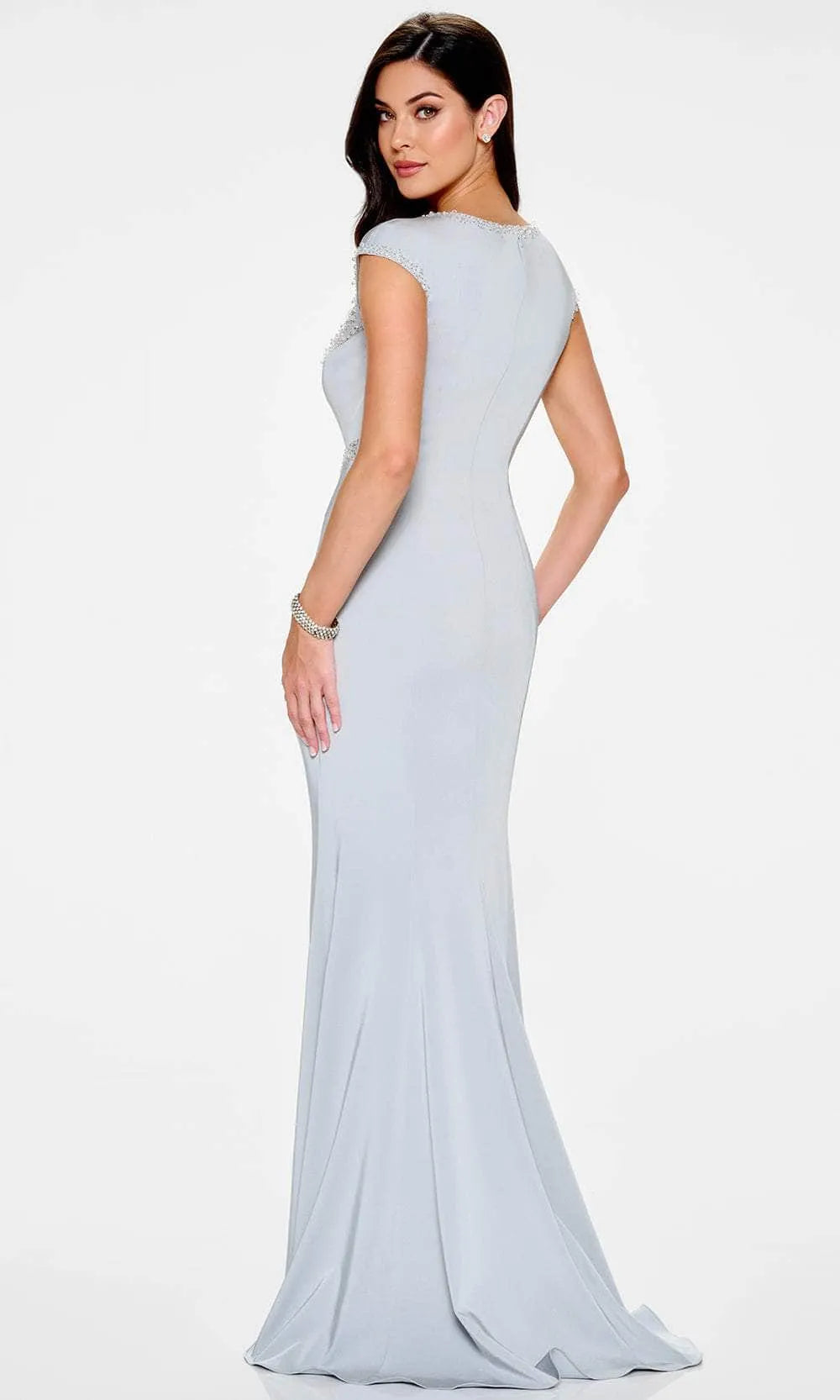 Elegant Mermaid Bateau Neck Cap-Sleeve Open-Back Floor-Length Evening Dresses