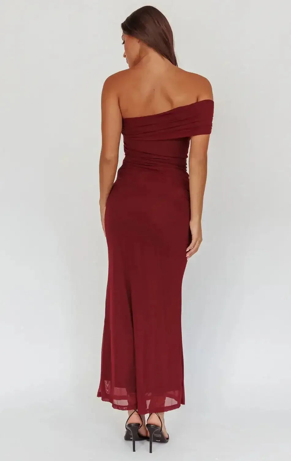 Elegant Mermaid Off-Shoulder Short-Sleeve Open-Back Floor-Length Prom Dress