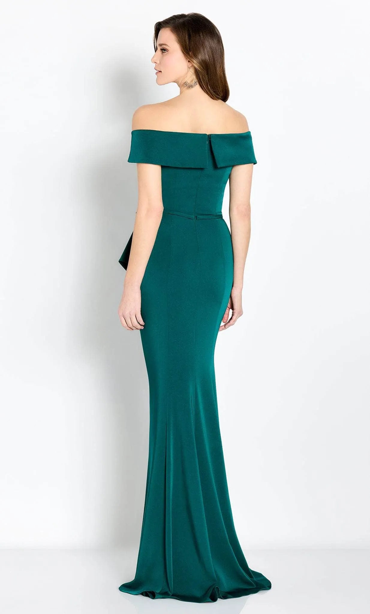 Elegant Mermaid Off-The-Shoulder Short-Sleeve Open-Back Floor-Length Evening Dresses