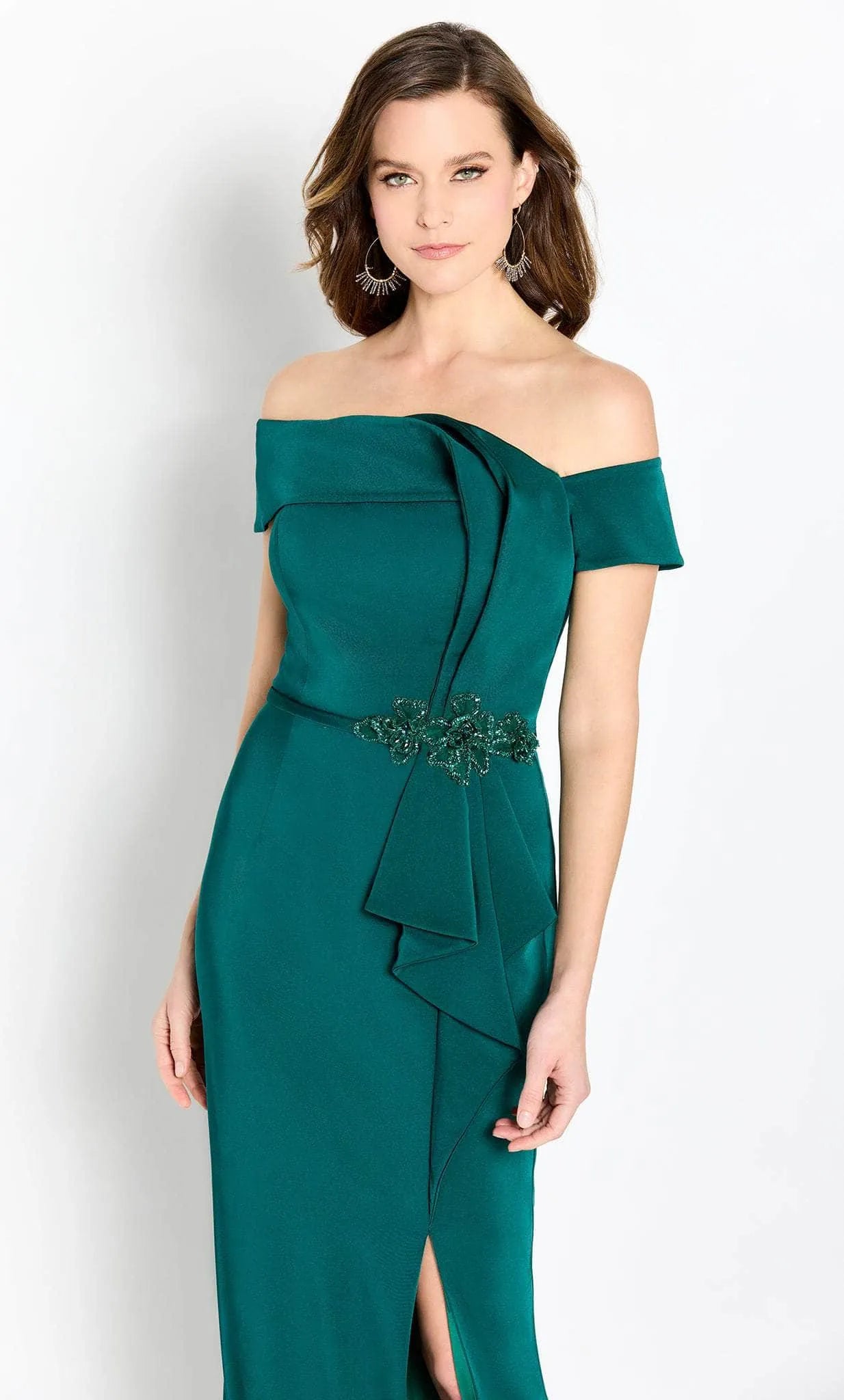 Elegant Mermaid Off-The-Shoulder Short-Sleeve Open-Back Floor-Length Evening Dresses
